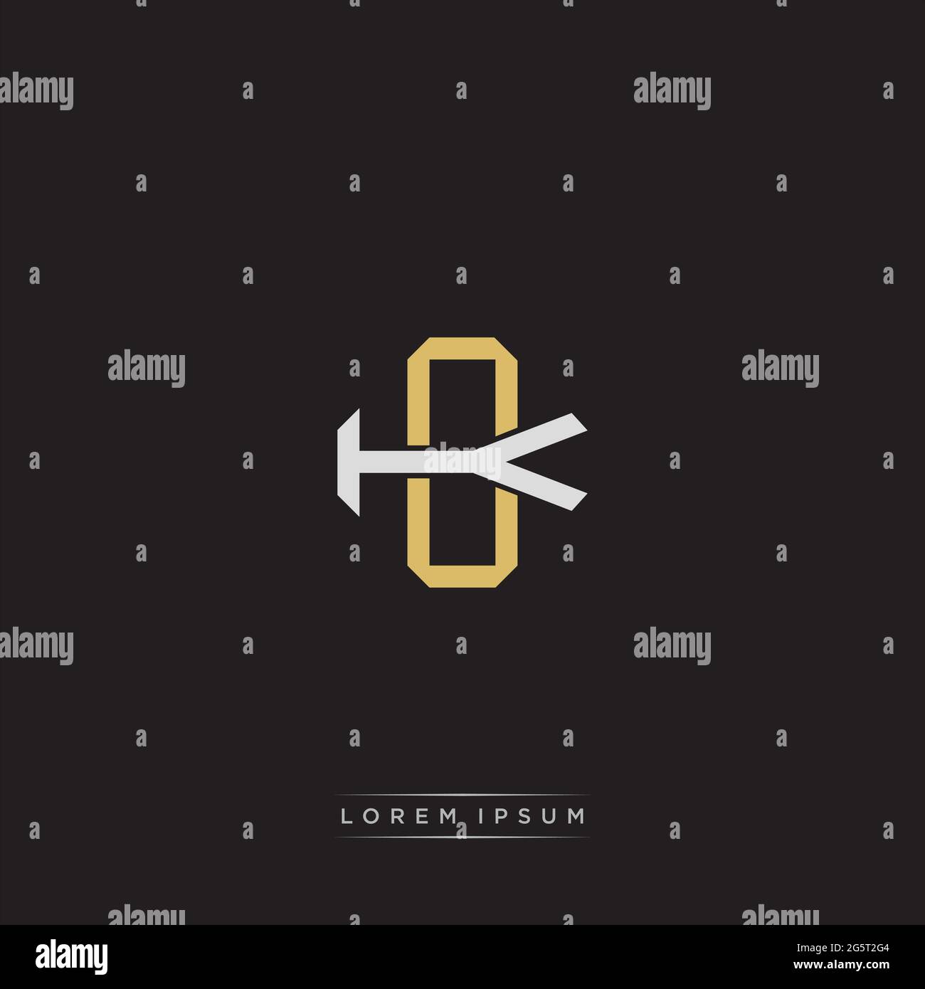 Initial letter overlapping interlock logo monogram line art style isolated on black background template Stock Vector