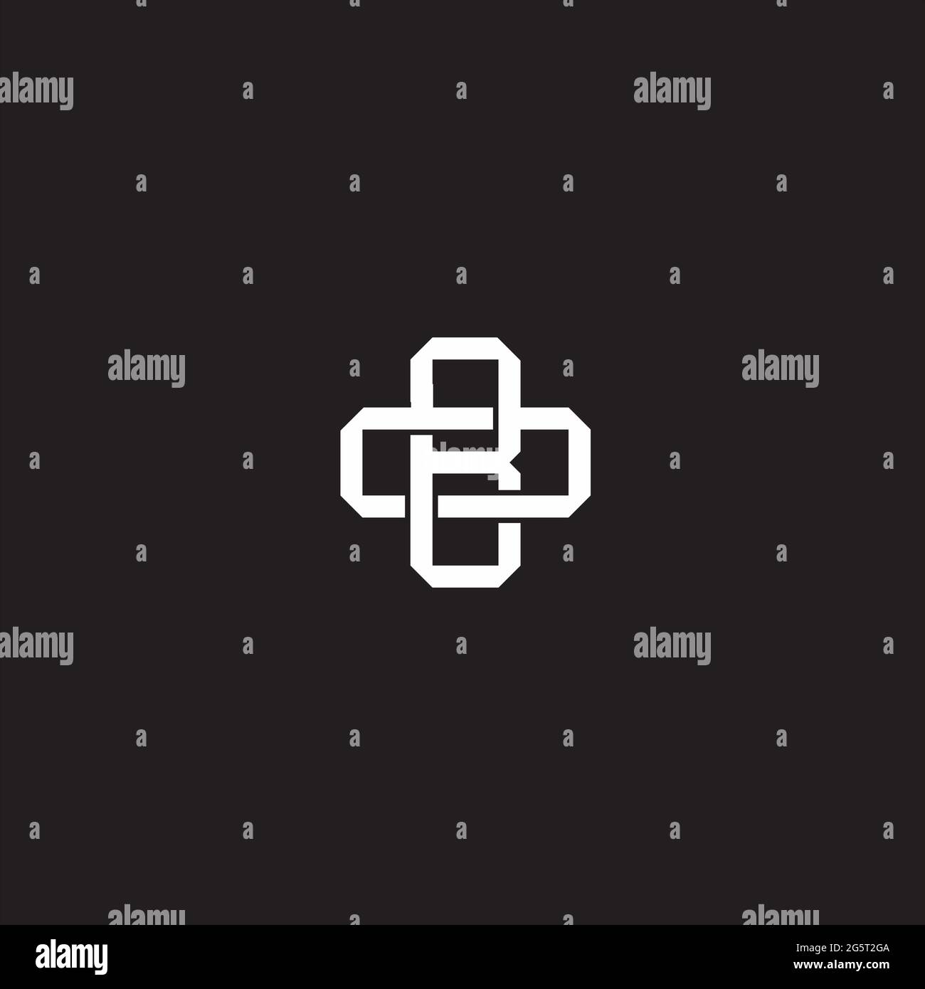 Initial letter overlapping interlock logo monogram line art style isolated on black background template Stock Vector
