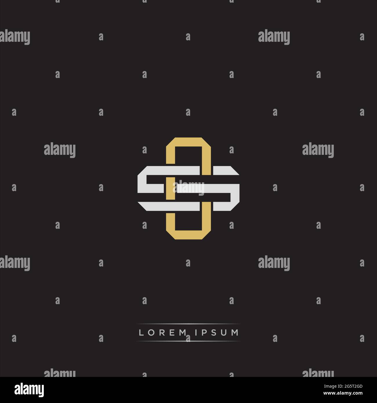 Initial letter overlapping interlock logo monogram line art style isolated on black background template Stock Vector