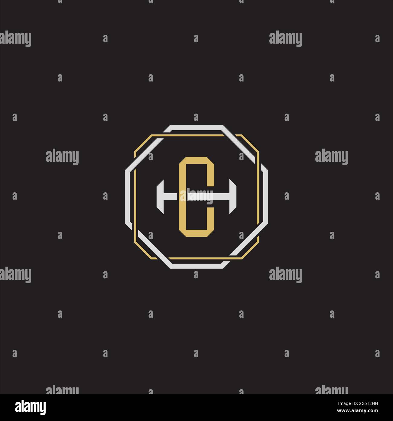 Initial letter overlapping interlock logo monogram line art style isolated on black background template Stock Vector