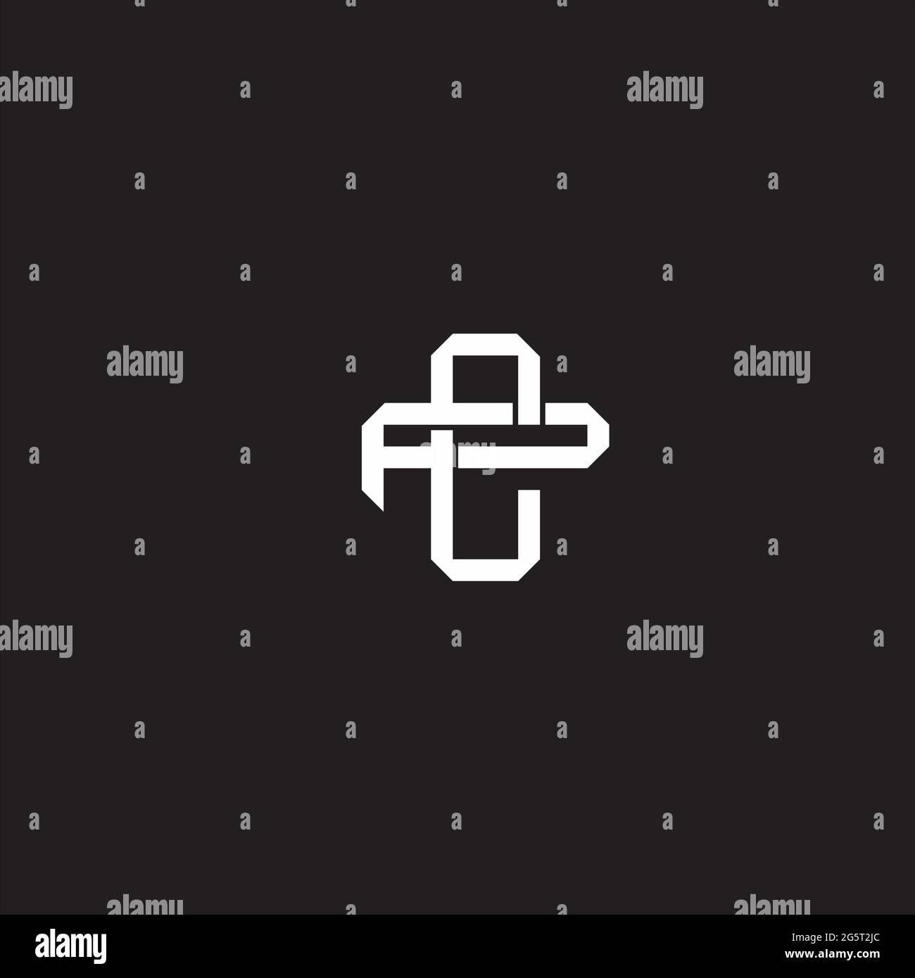 Initial letter overlapping interlock logo monogram line art style isolated on black background template Stock Vector