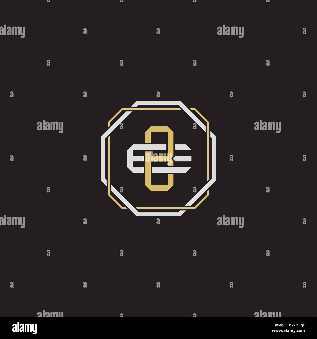 Initial letter overlapping interlock logo monogram line art style isolated on black background template Stock Vector