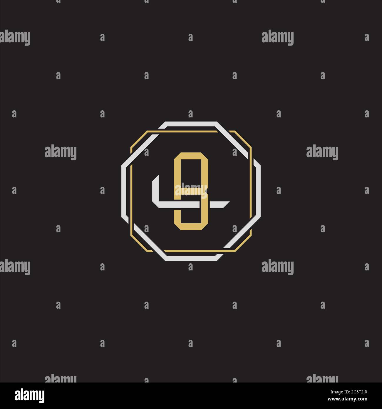 Initial letter overlapping interlock logo monogram line art style isolated on black background template Stock Vector