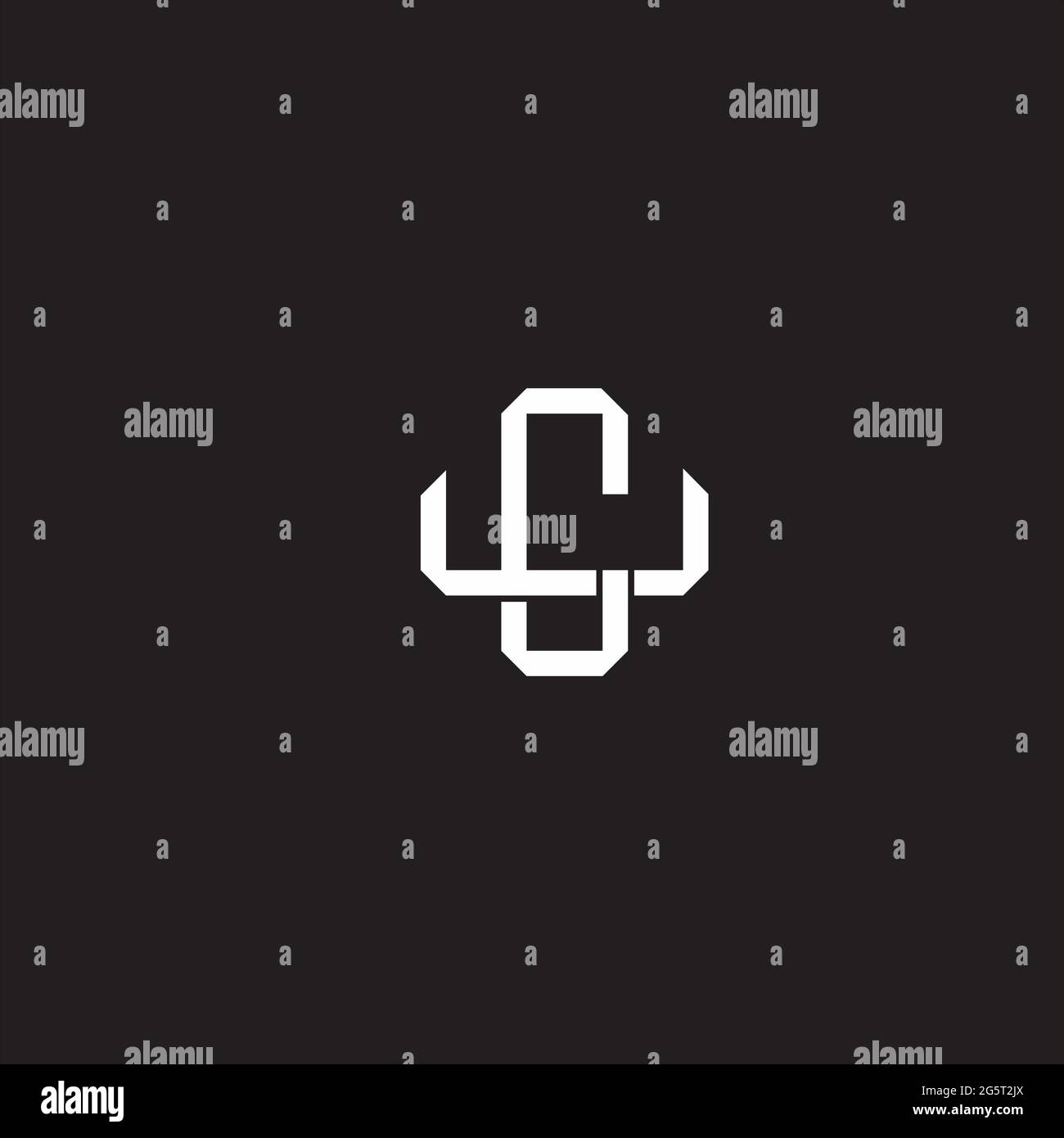 Initial letter overlapping interlock logo monogram line art style isolated on black background template Stock Vector