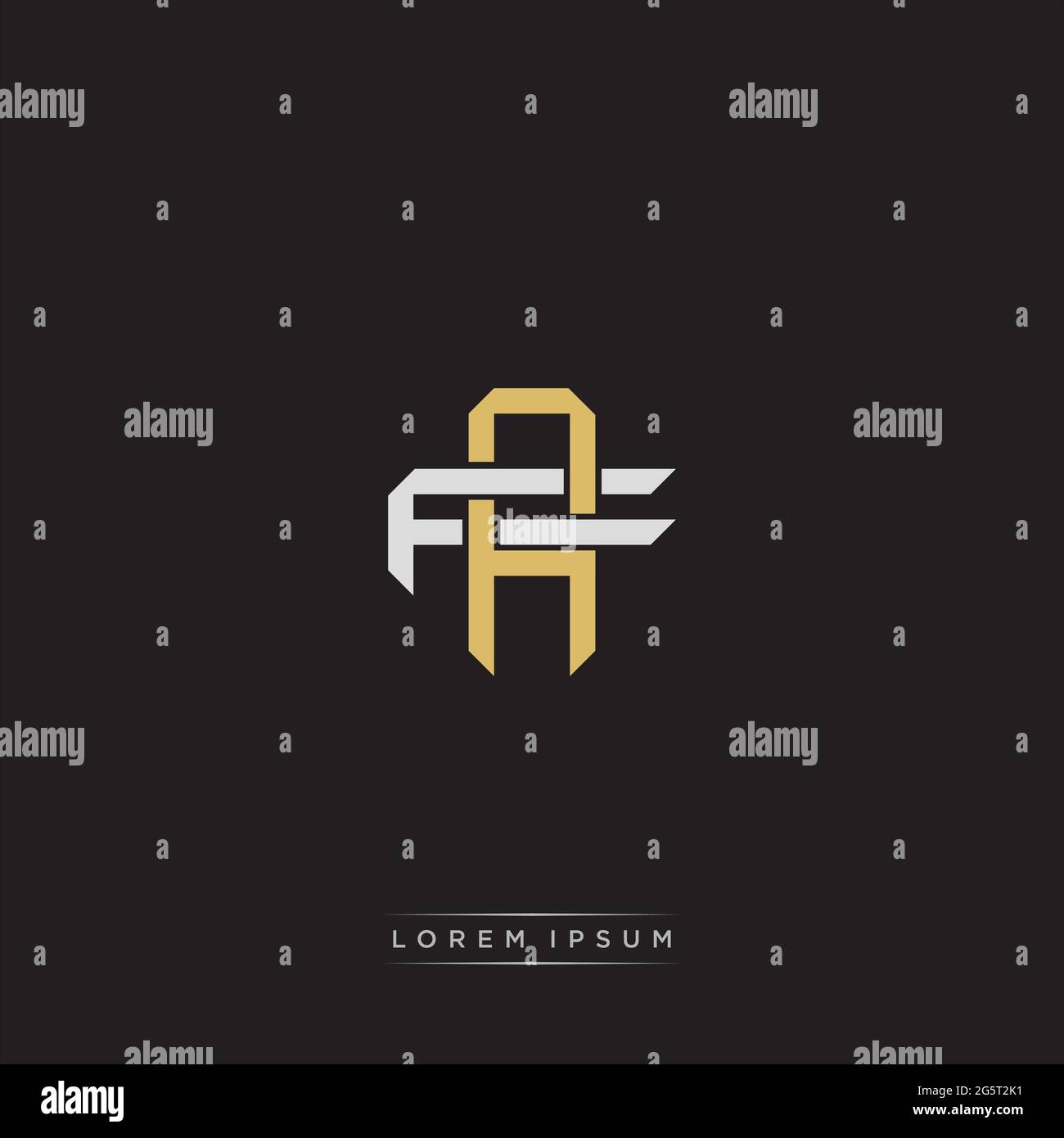Initial letter overlapping interlock logo monogram line art style isolated on black background template Stock Vector