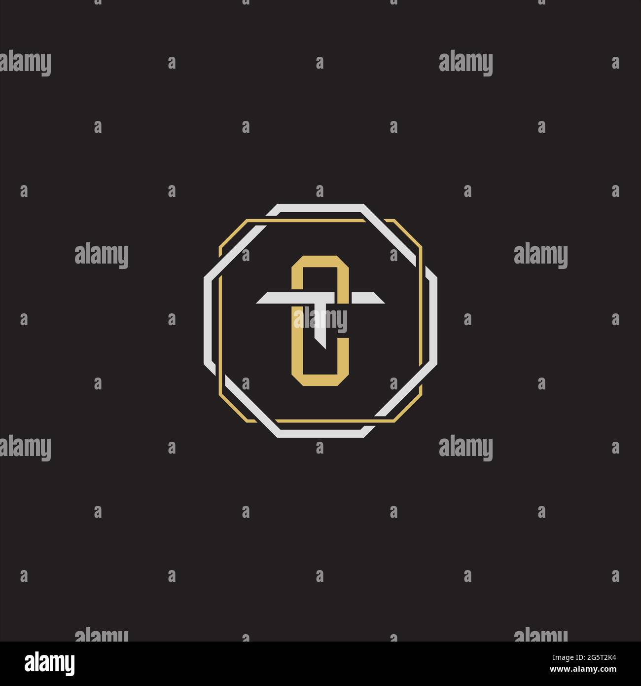 Initial letter overlapping interlock logo monogram line art style isolated on black background template Stock Vector