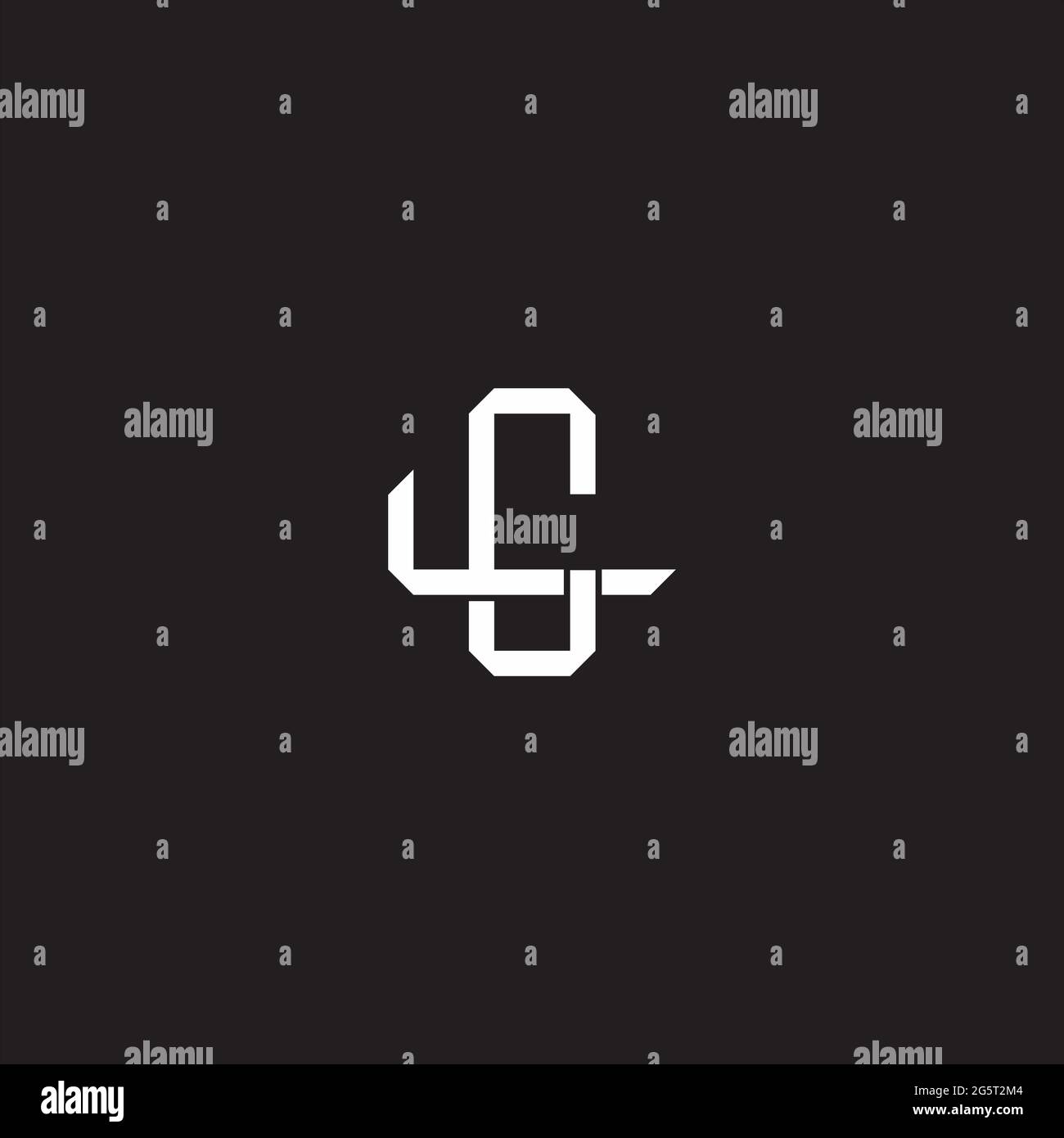 Initial letter overlapping interlock logo monogram line art style isolated on black background template Stock Vector