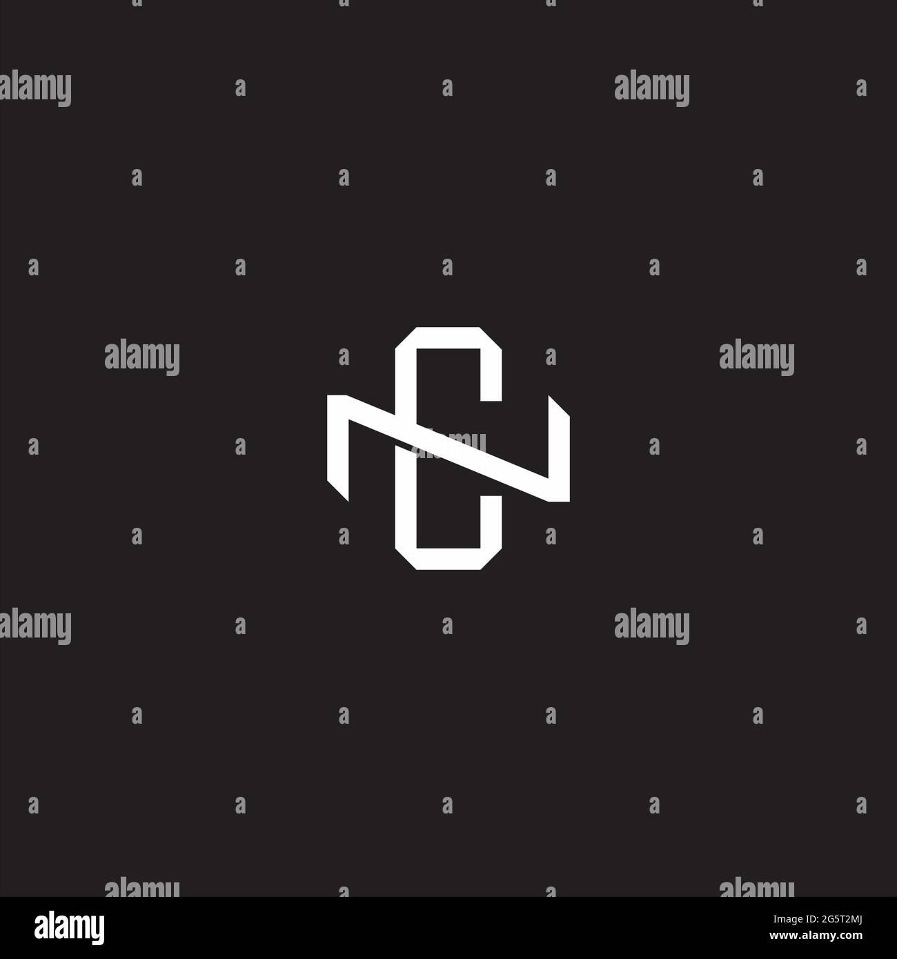 Initial letter overlapping interlock logo monogram line art style isolated on black background template Stock Vector