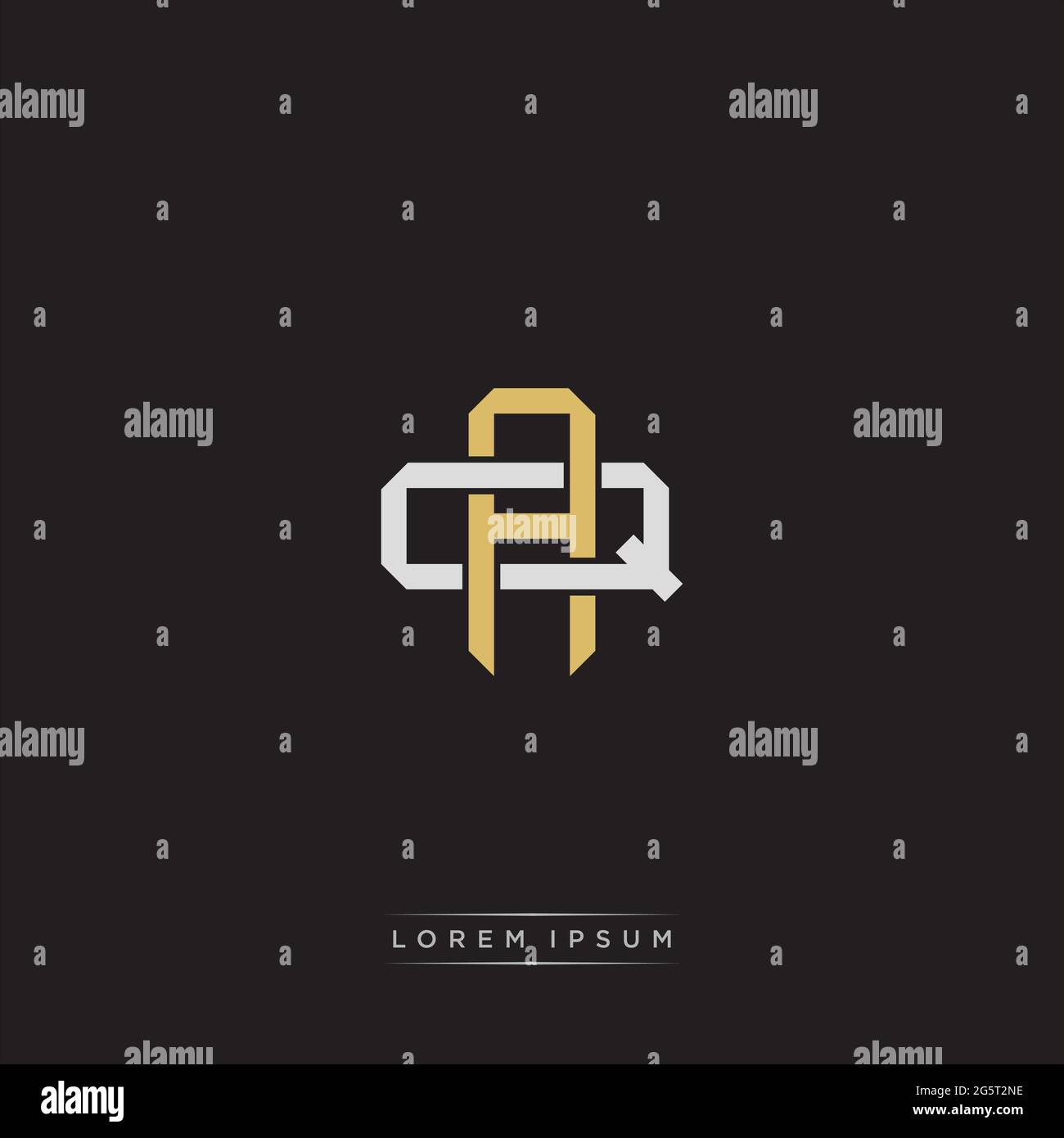 Initial letter overlapping interlock logo monogram line art style isolated on black background template Stock Vector
