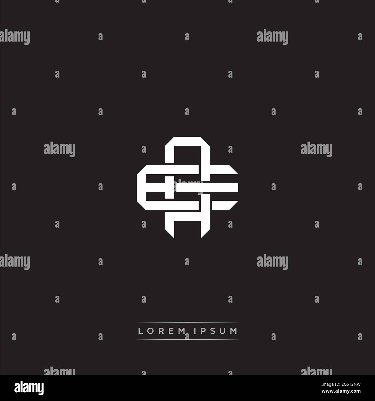Initial letter overlapping interlock logo monogram line art style isolated on black background template Stock Vector