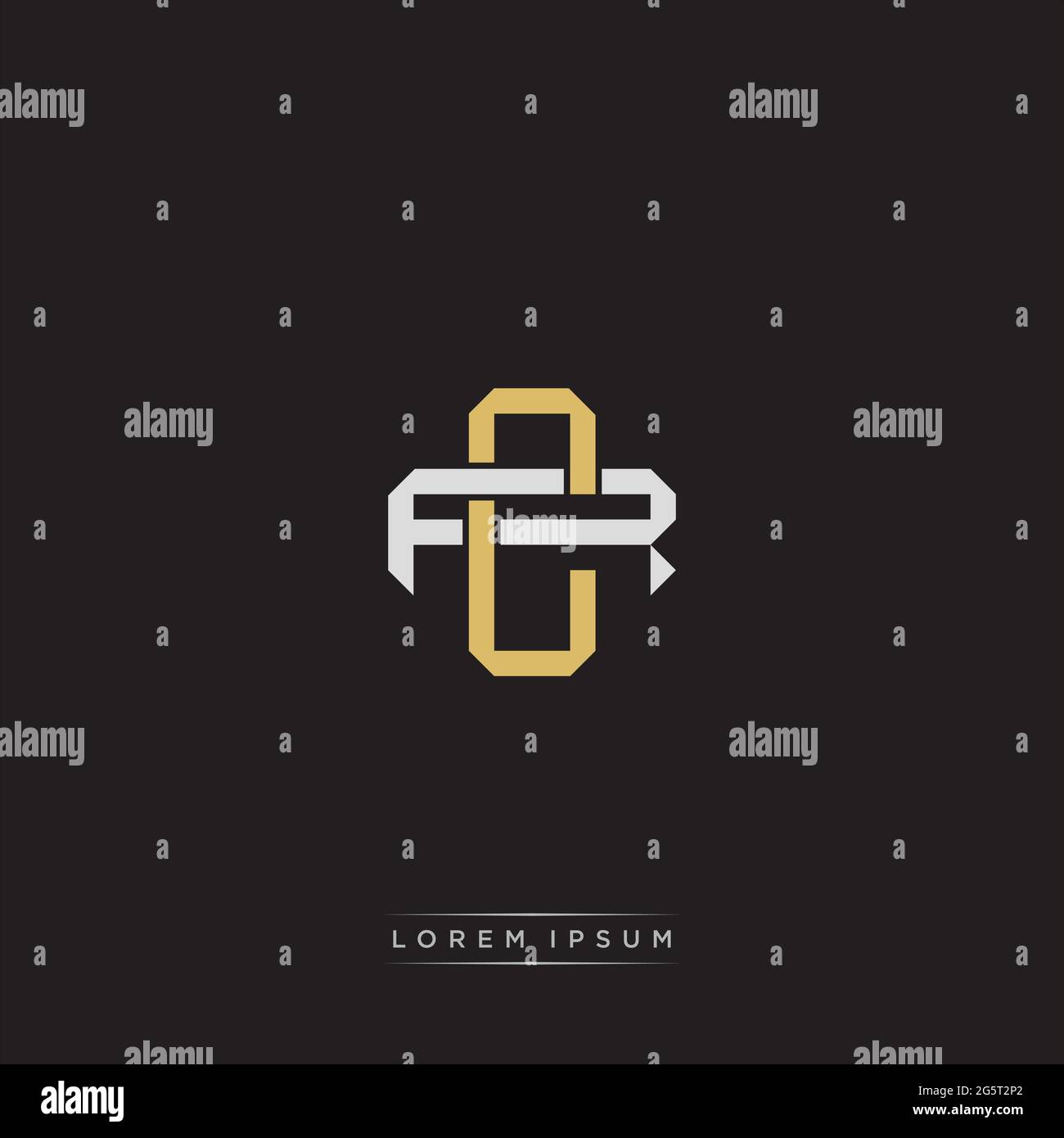 Initial letter overlapping interlock logo monogram line art style isolated on black background template Stock Vector