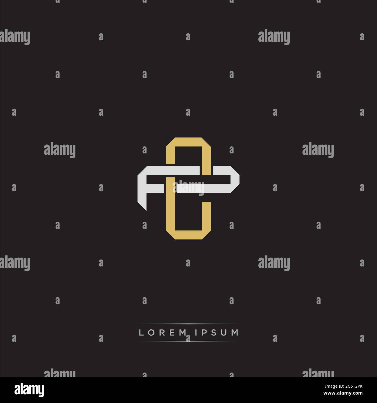 Initial letter overlapping interlock logo monogram line art style isolated on black background template Stock Vector