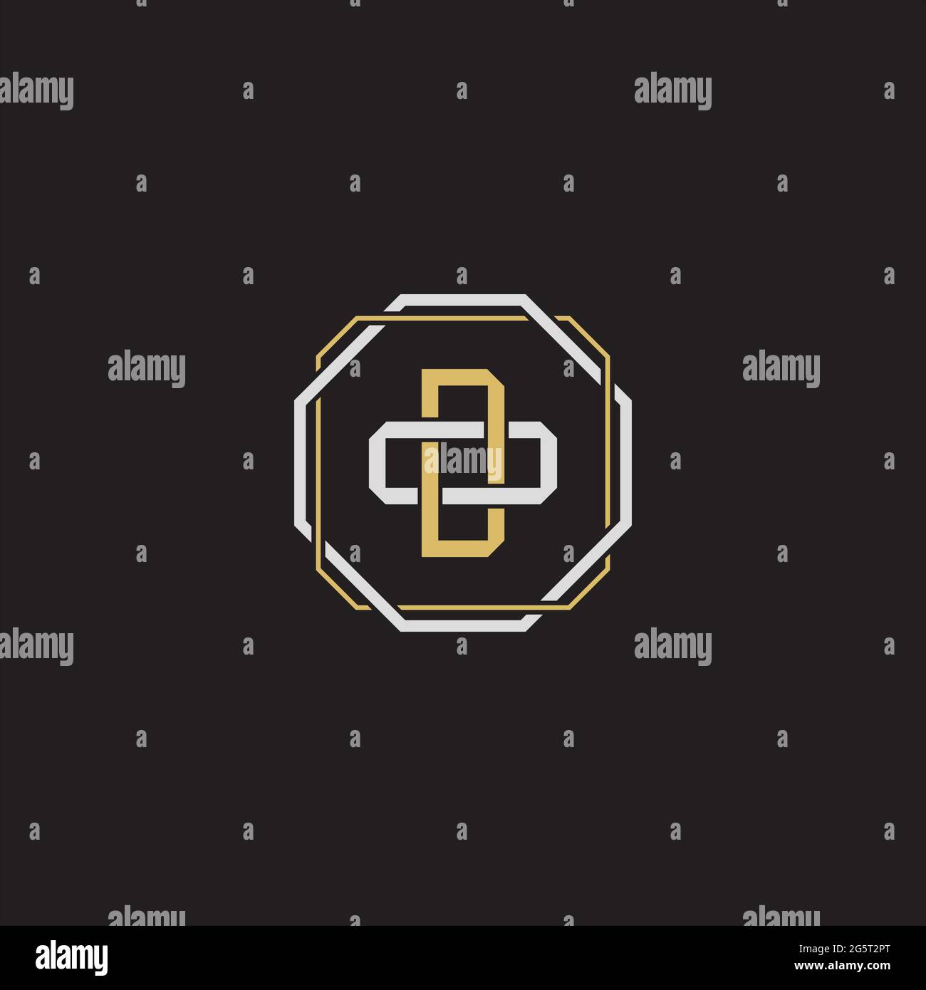 Initial letter overlapping interlock logo monogram line art style isolated on black background template Stock Vector