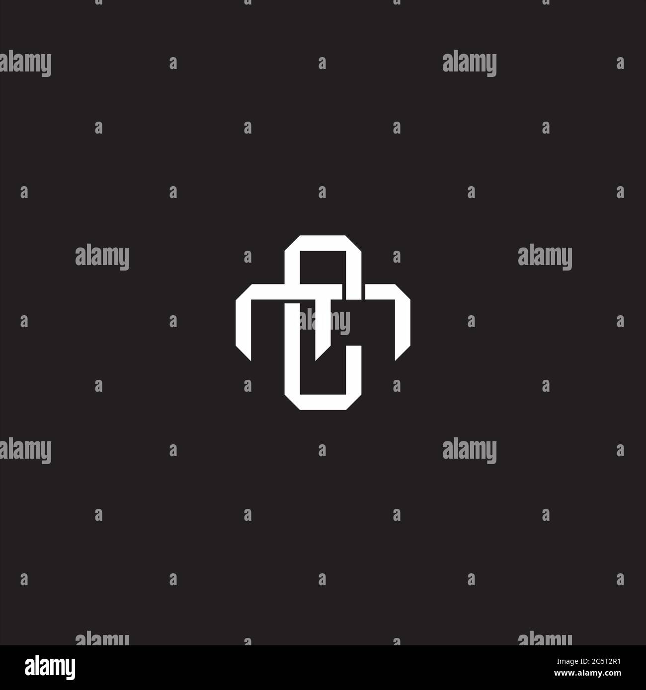 Initial letter overlapping interlock logo monogram line art style isolated on black background template Stock Vector