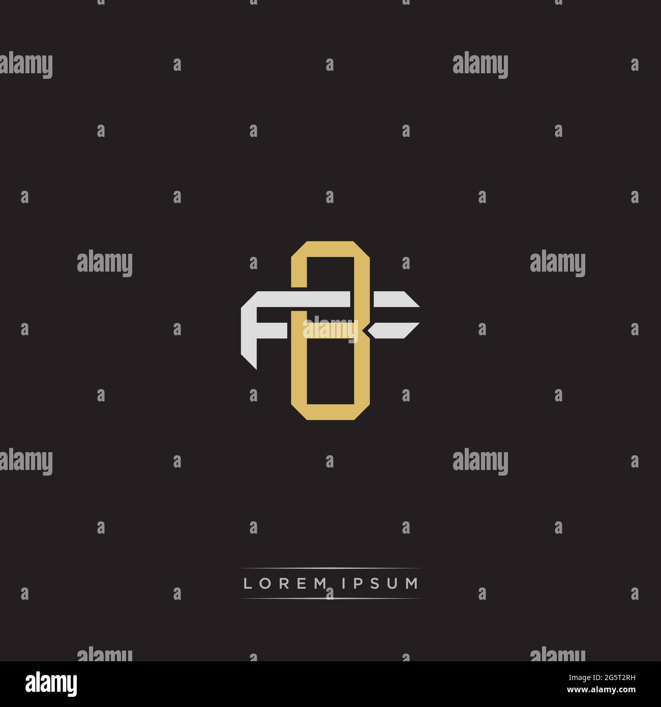 Initial letter overlapping interlock logo monogram line art style isolated on black background template Stock Vector