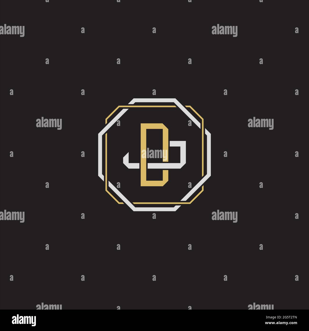 Initial letter overlapping interlock logo monogram line art style isolated on black background template Stock Vector