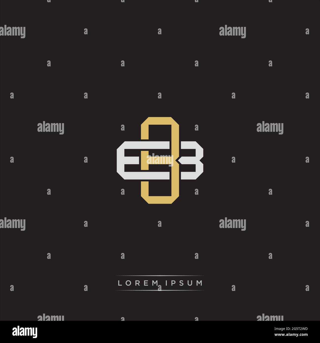 Initial letter overlapping interlock logo monogram line art style isolated on black background template Stock Vector