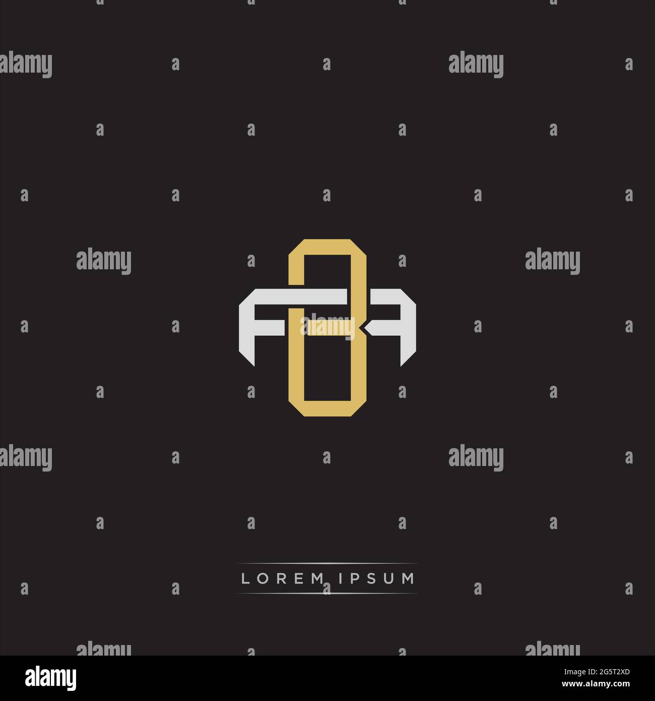 Initial letter overlapping interlock logo monogram line art style isolated on black background template Stock Vector
