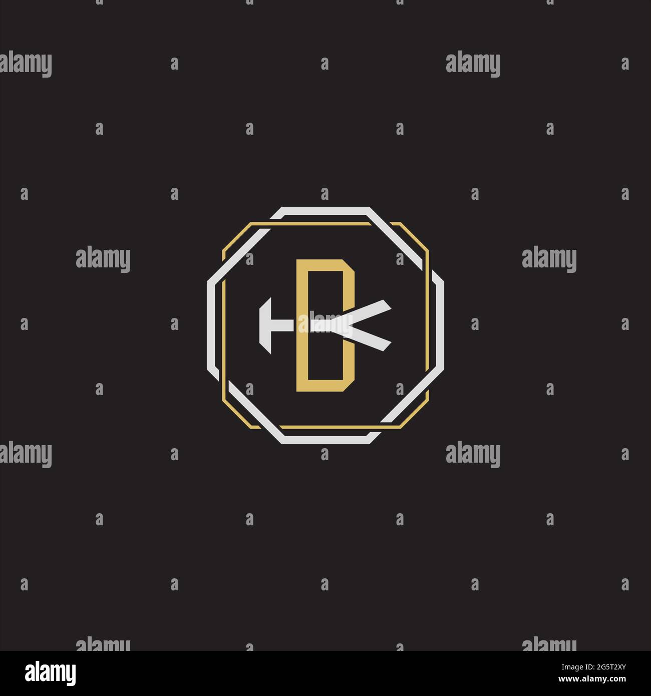 Initial letter overlapping interlock logo monogram line art style isolated on black background template Stock Vector