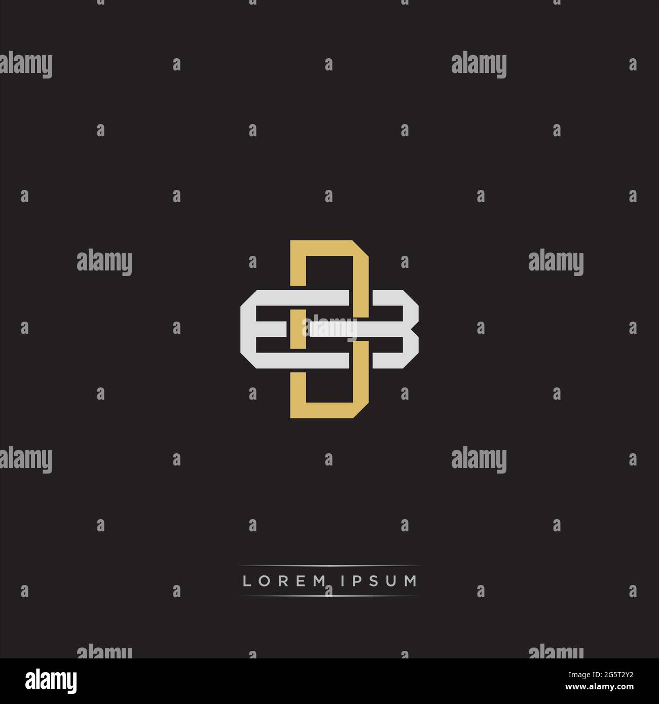 Initial letter overlapping interlock logo monogram line art style isolated on black background template Stock Vector