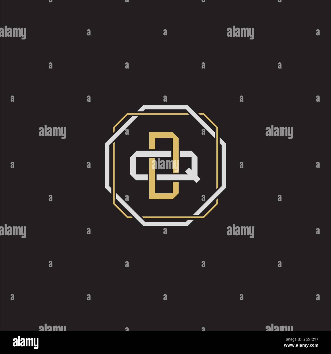 Initial letter overlapping interlock logo monogram line art style isolated on black background template Stock Vector