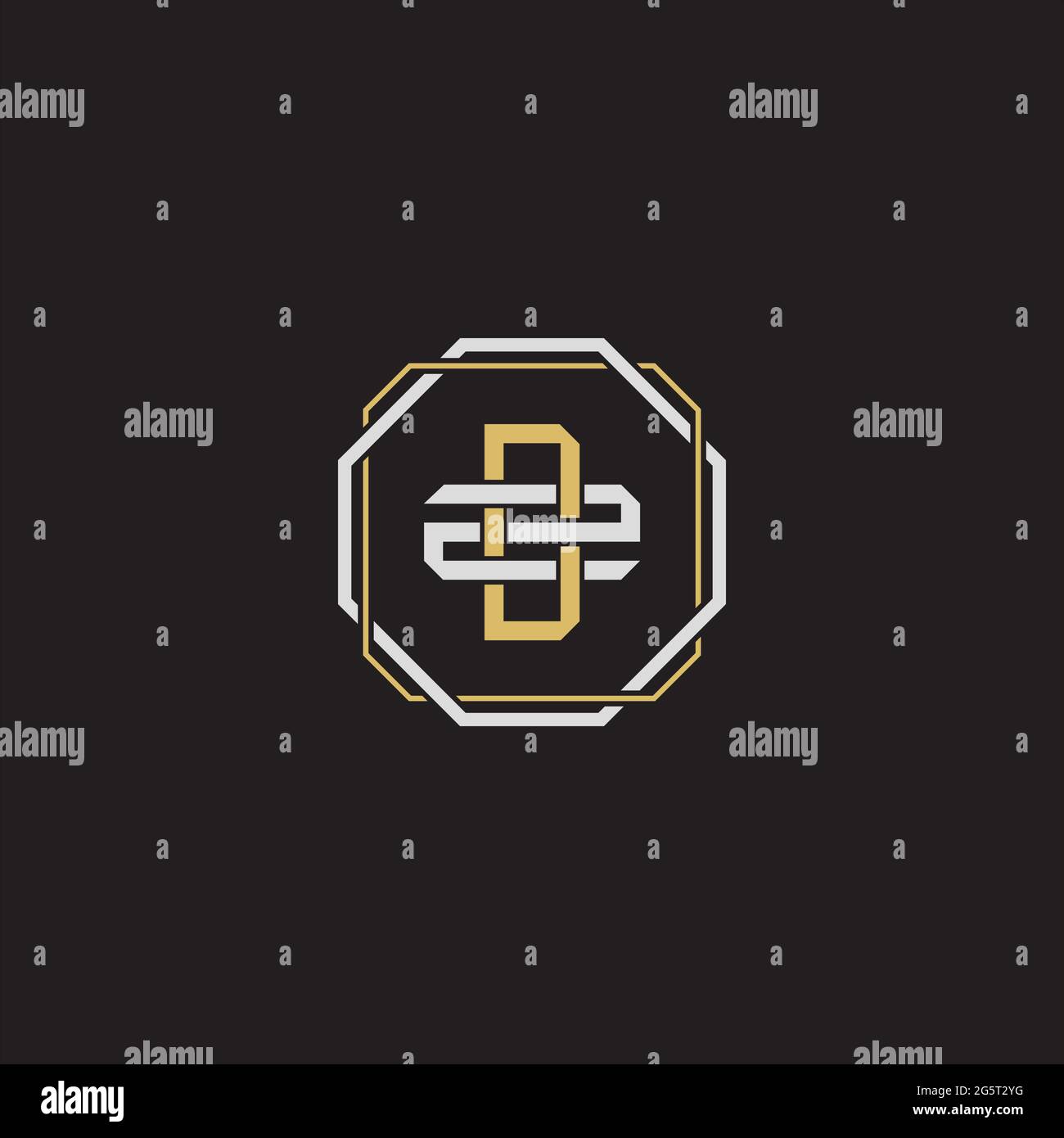 Initial letter overlapping interlock logo monogram line art style isolated on black background template Stock Vector