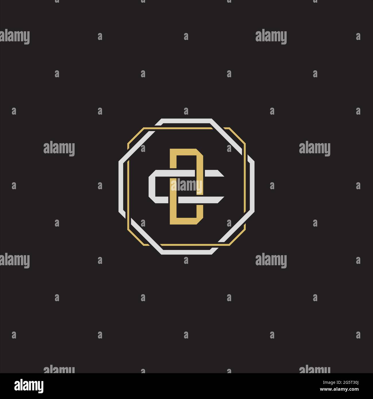 Initial letter overlapping interlock logo monogram line art style isolated on black background template Stock Vector