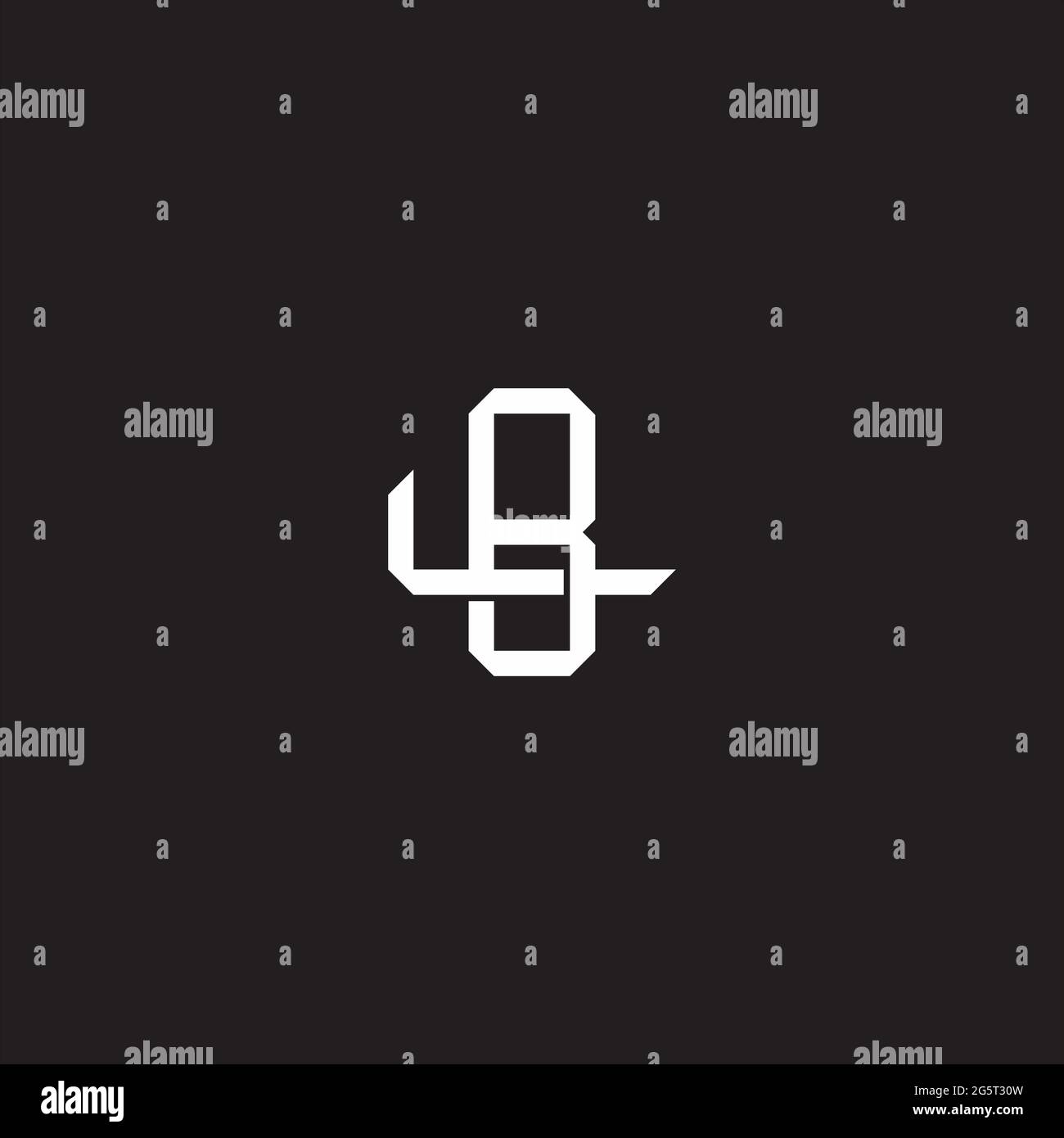 Initial letter overlapping interlock logo monogram line art style isolated on black background template Stock Vector