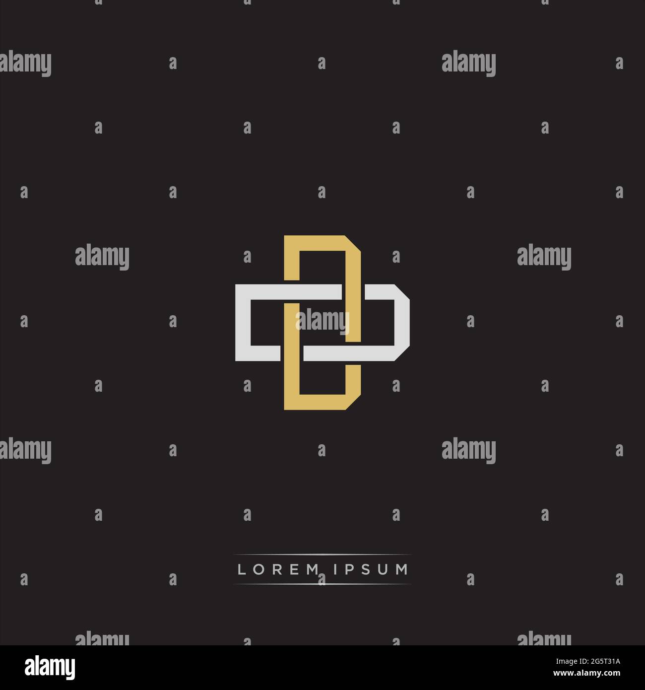 Initial letter overlapping interlock logo monogram line art style isolated on black background template Stock Vector