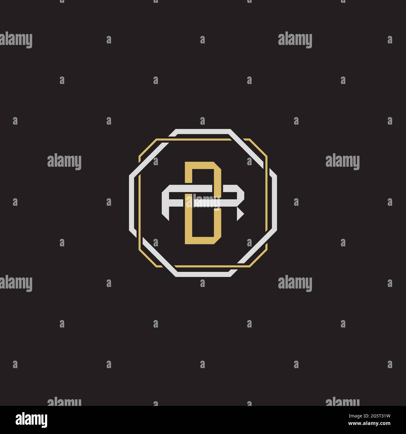 Initial letter overlapping interlock logo monogram line art style isolated on black background template Stock Vector