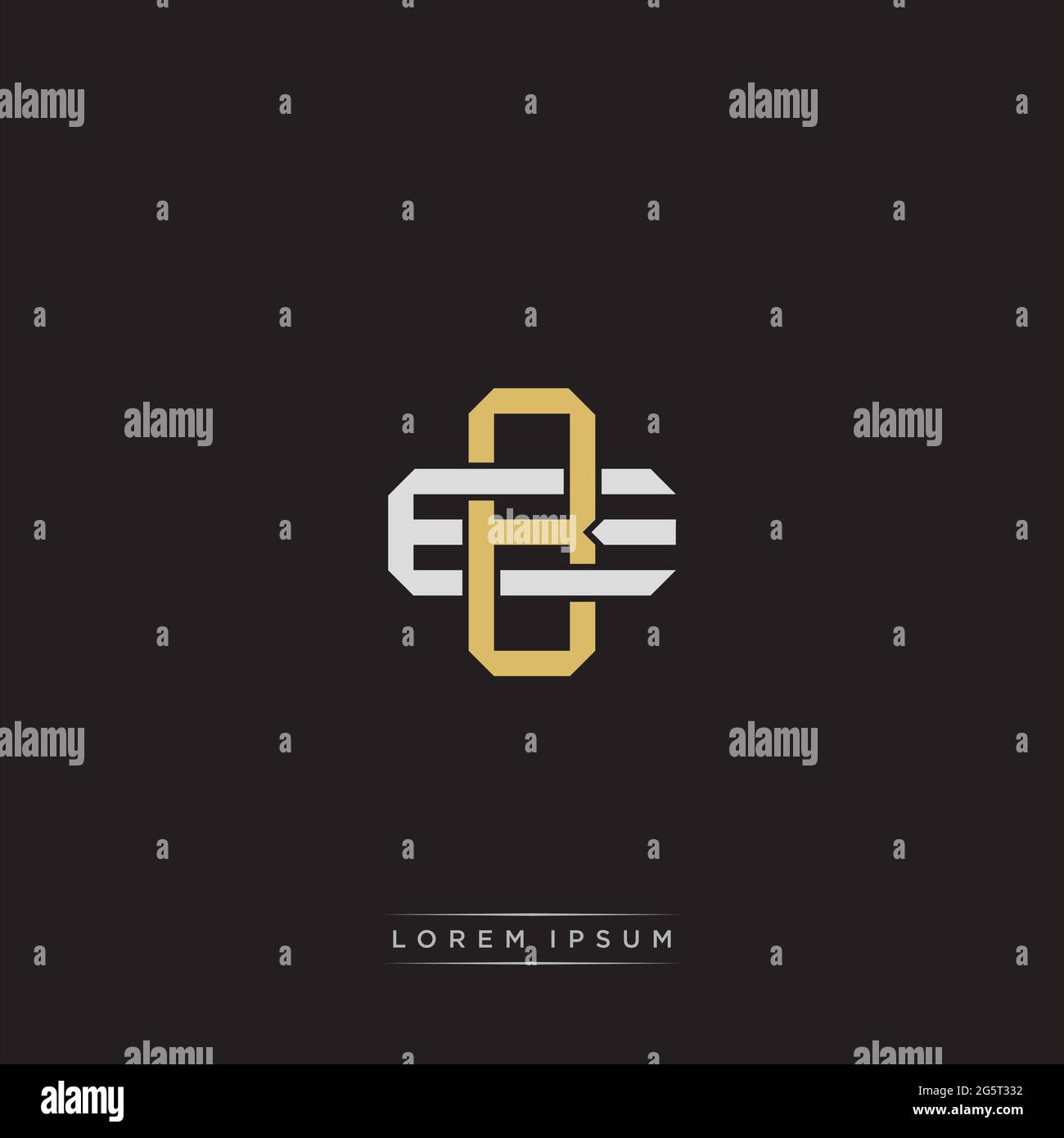 Initial letter overlapping interlock logo monogram line art style isolated on black background template Stock Vector