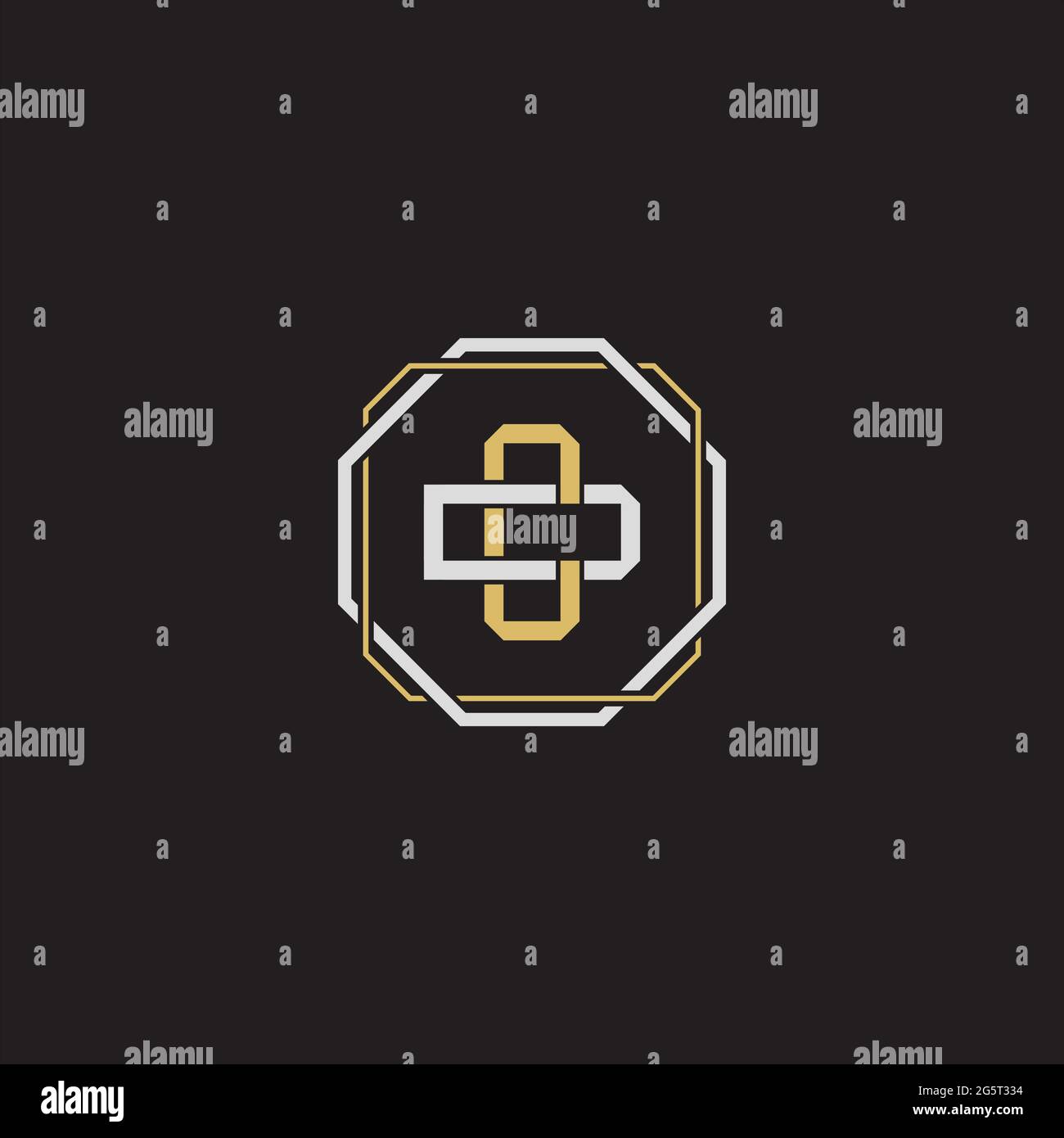 Initial letter overlapping interlock logo monogram line art style isolated on black background template Stock Vector