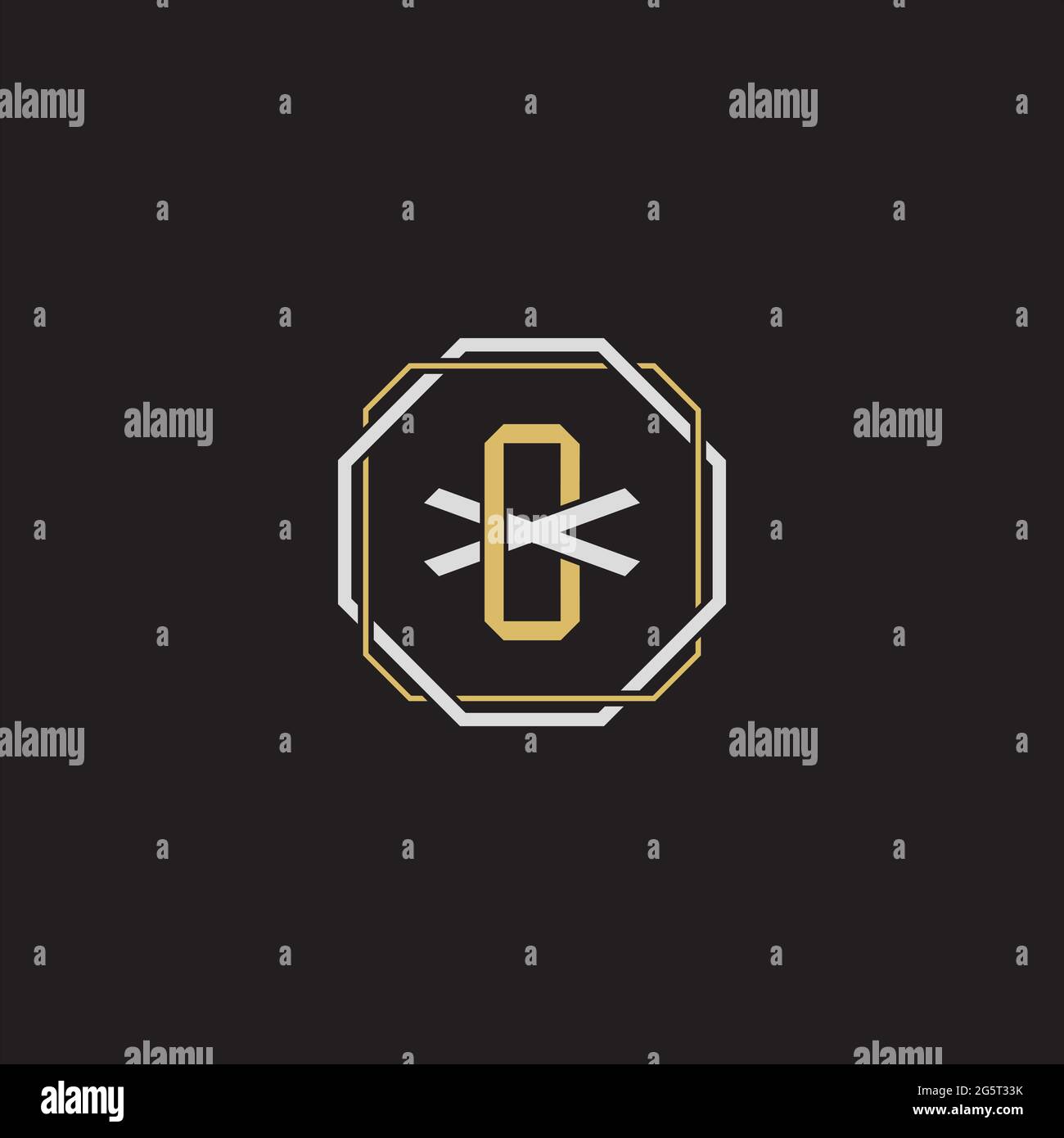 Initial letter overlapping interlock logo monogram line art style isolated on black background template Stock Vector