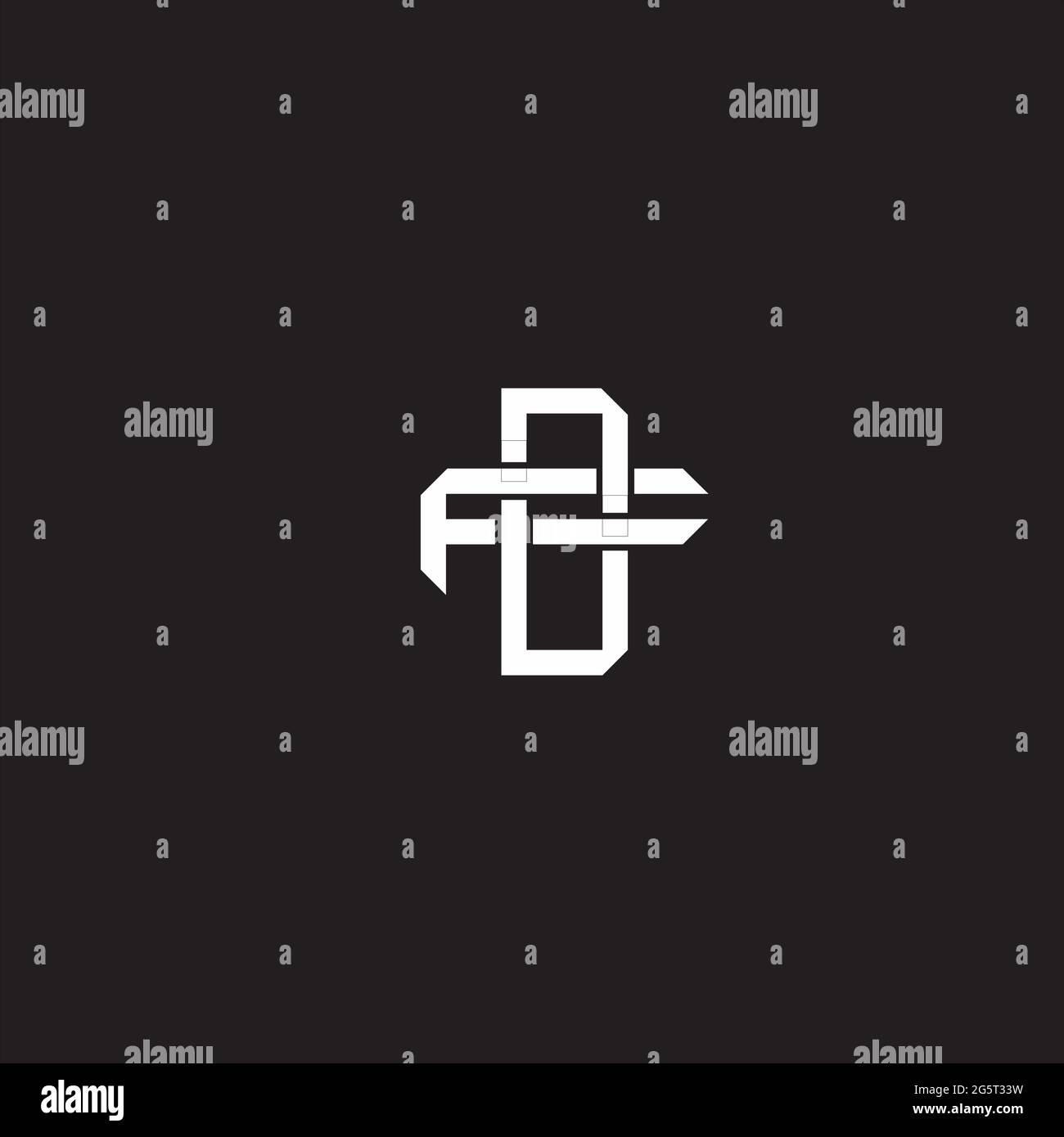 Initial letter overlapping interlock logo monogram line art style isolated on black background template Stock Vector