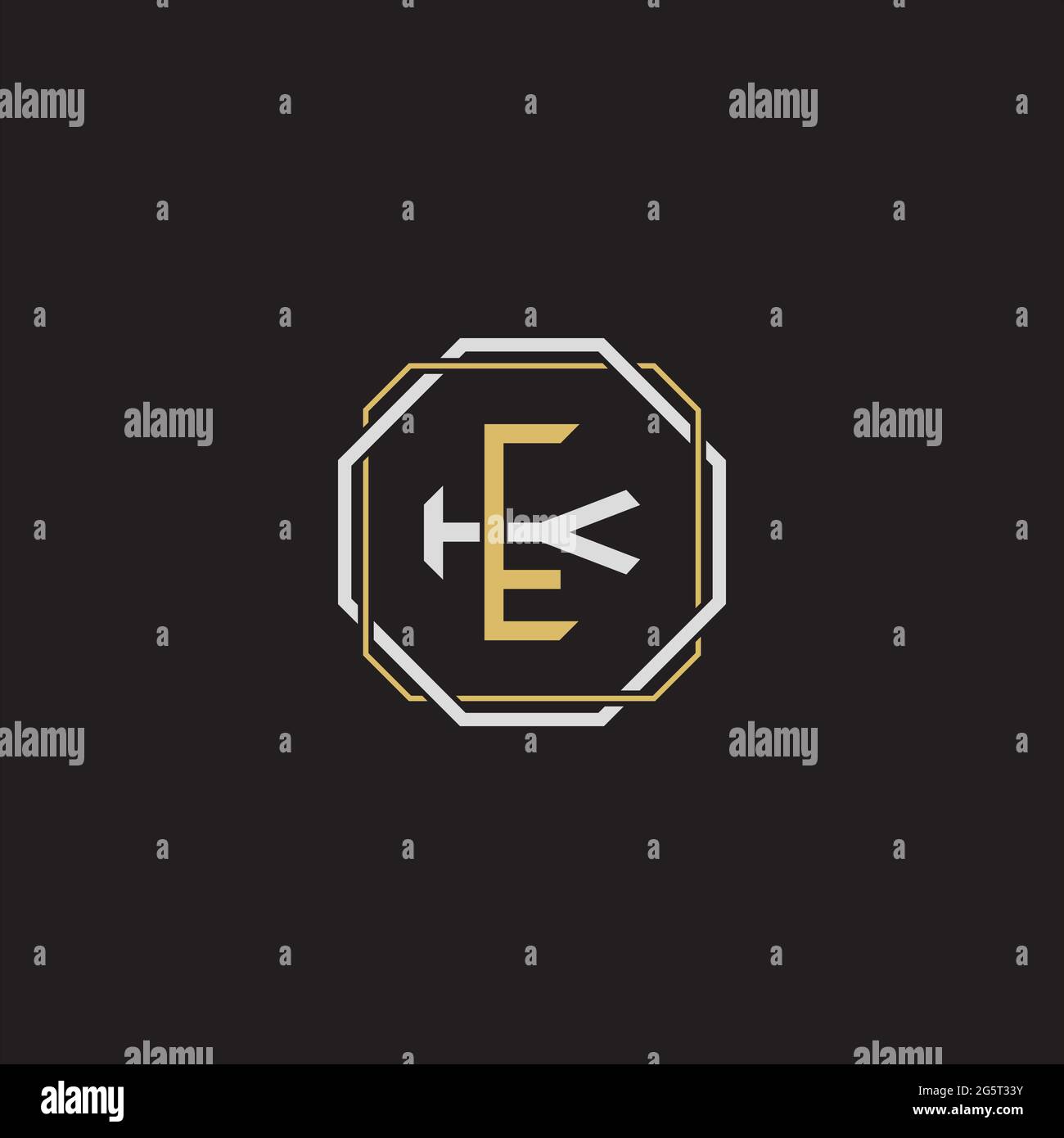 Initial letter overlapping interlock logo monogram line art style isolated on black background template Stock Vector