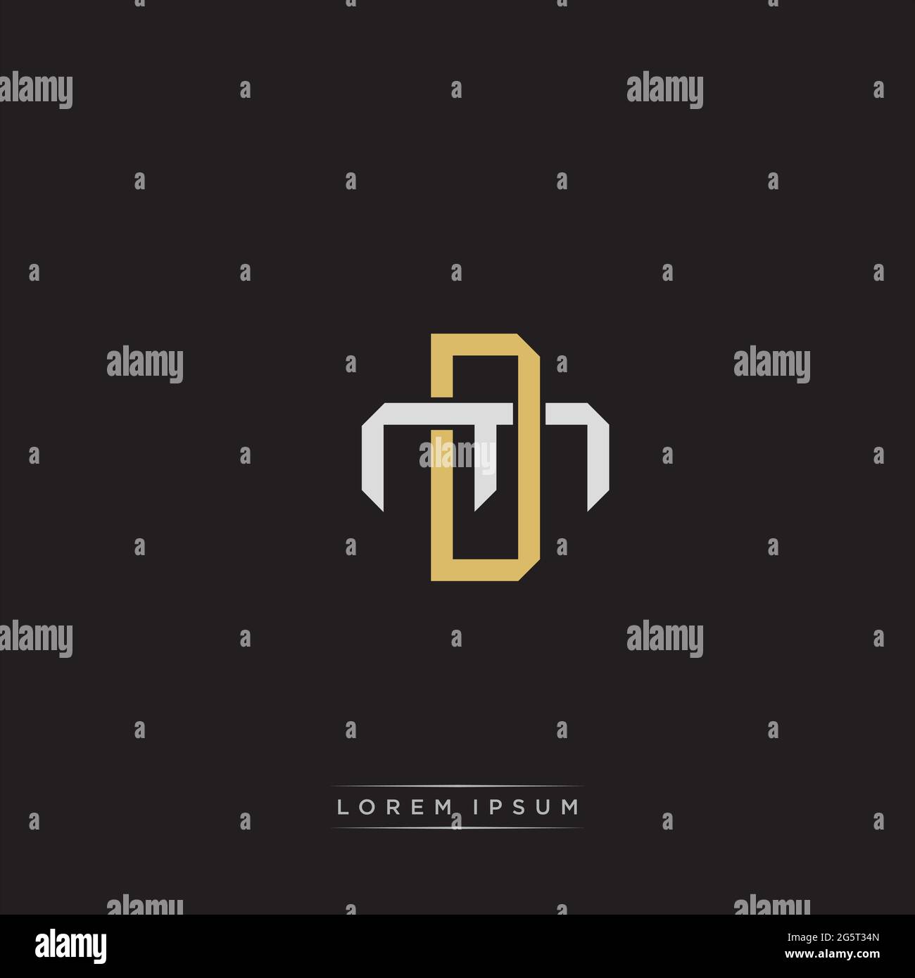 Initial letter overlapping interlock logo monogram line art style isolated on black background template Stock Vector