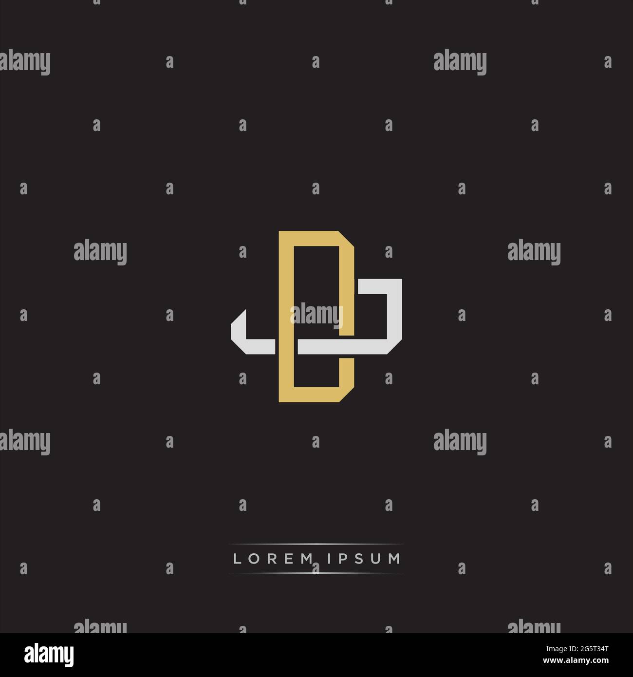 Initial letter overlapping interlock logo monogram line art style isolated on black background template Stock Vector