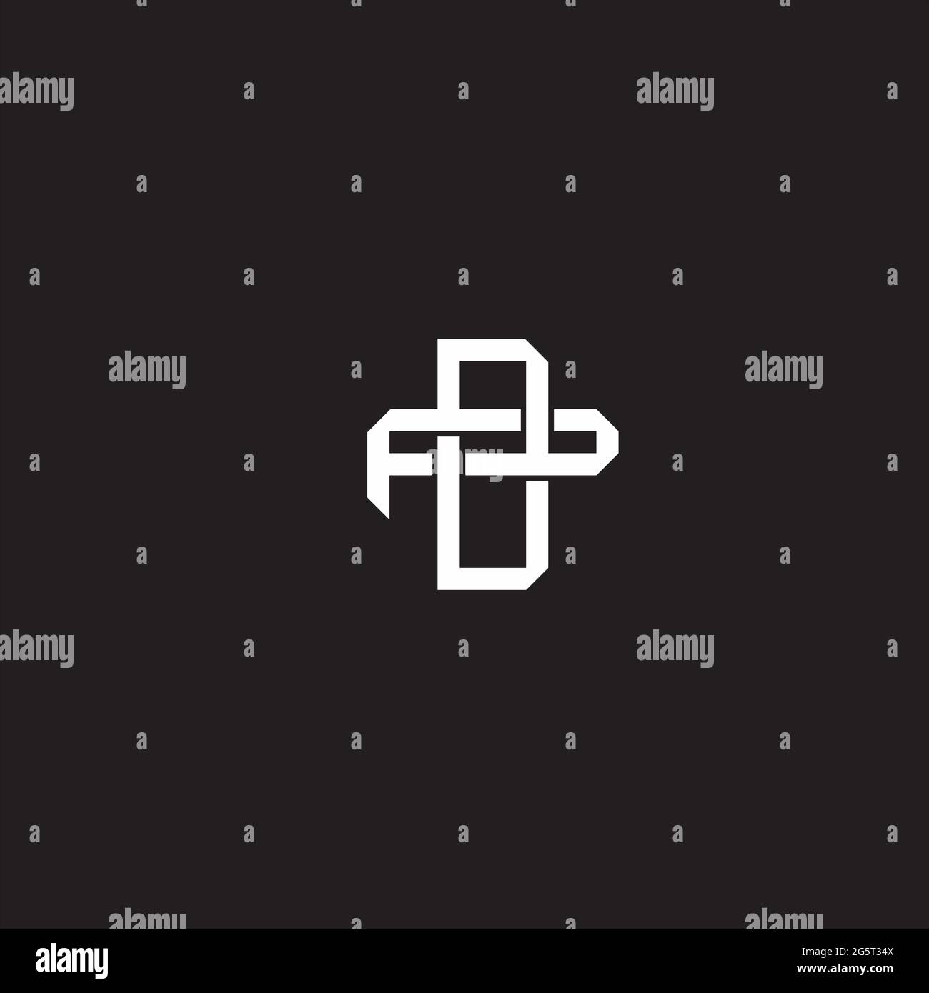 Initial letter overlapping interlock logo monogram line art style isolated on black background template Stock Vector