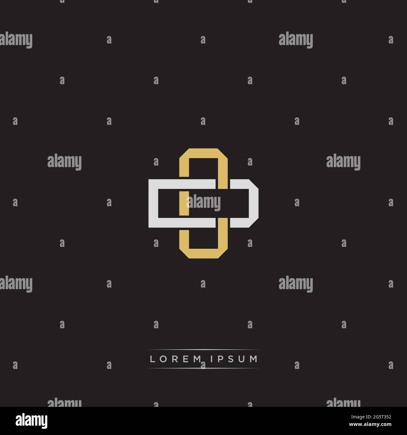 Initial letter overlapping interlock logo monogram line art style isolated on black background template Stock Vector
