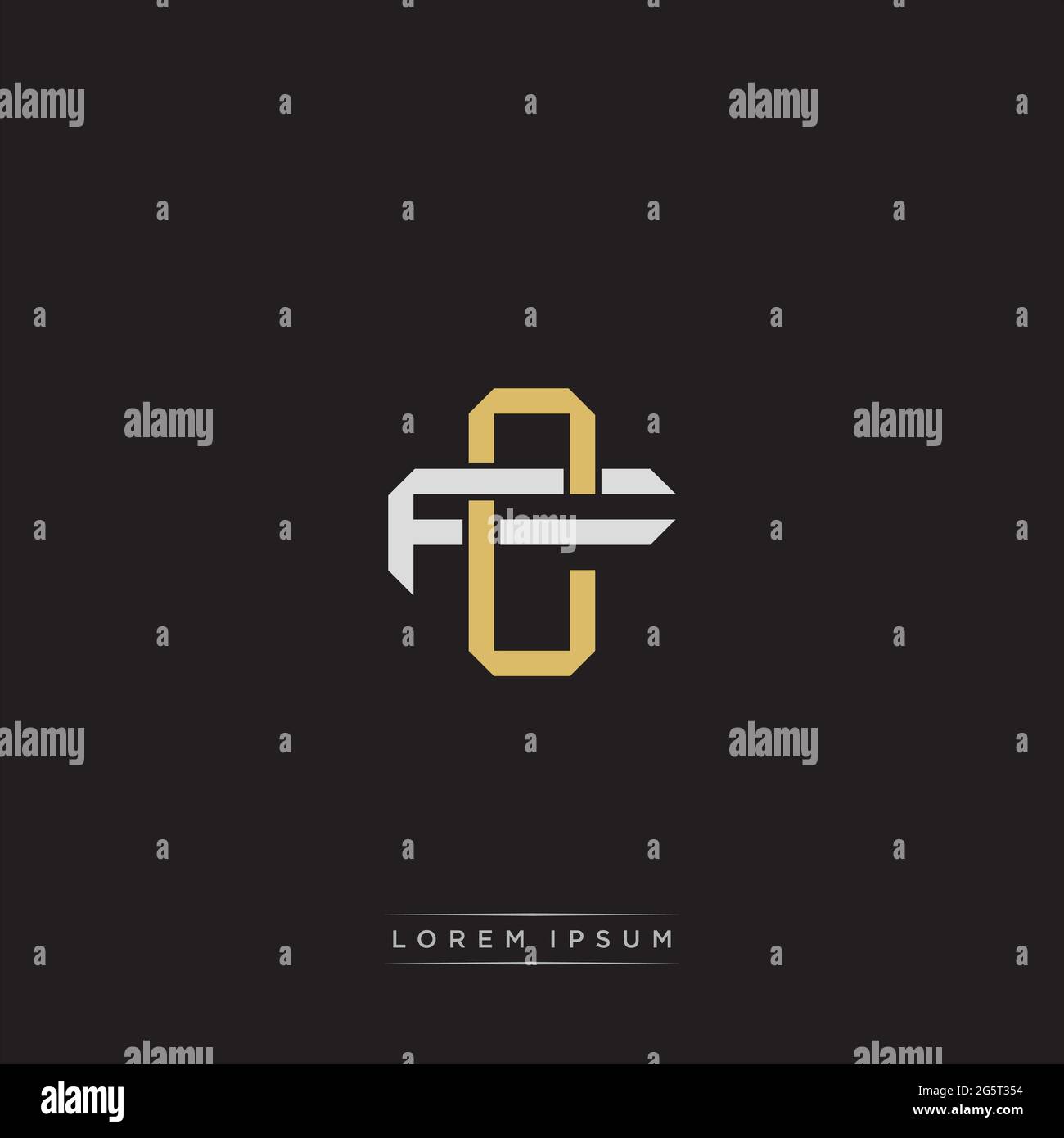 Initial letter overlapping interlock logo monogram line art style isolated on black background template Stock Vector