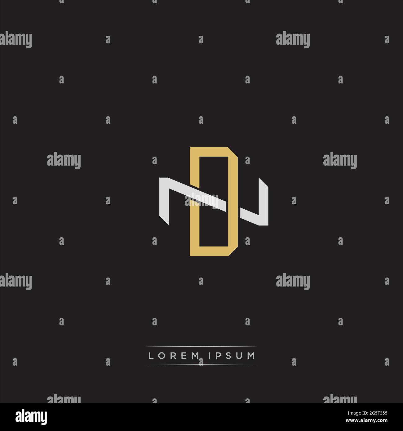 Initial letter overlapping interlock logo monogram line art style isolated on black background template Stock Vector