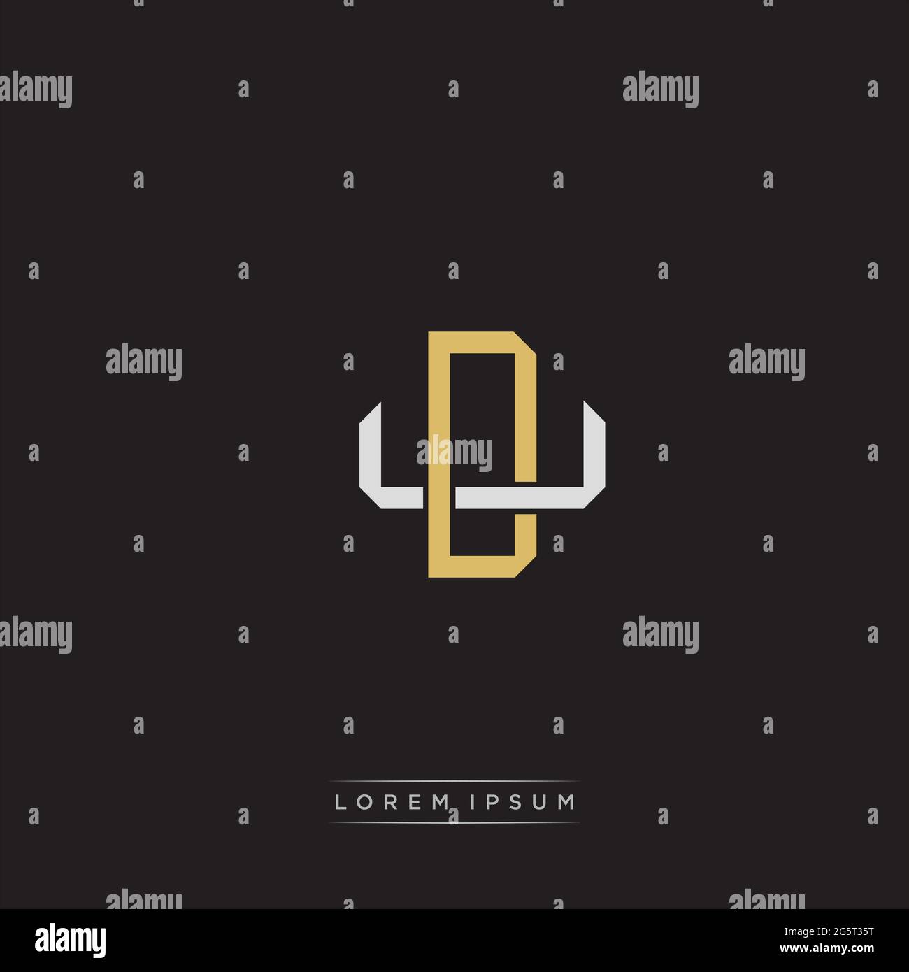 Initial letter overlapping interlock logo monogram line art style isolated on black background template Stock Vector