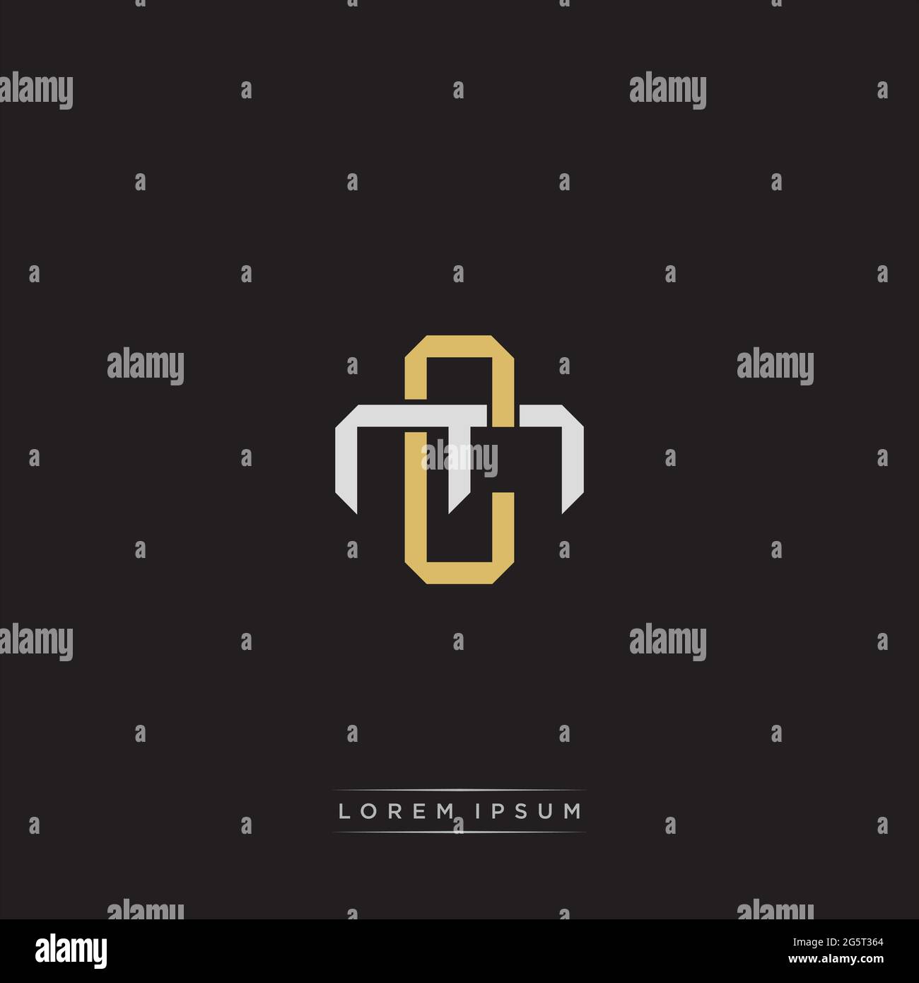 Initial letter overlapping interlock logo monogram line art style isolated on black background template Stock Vector