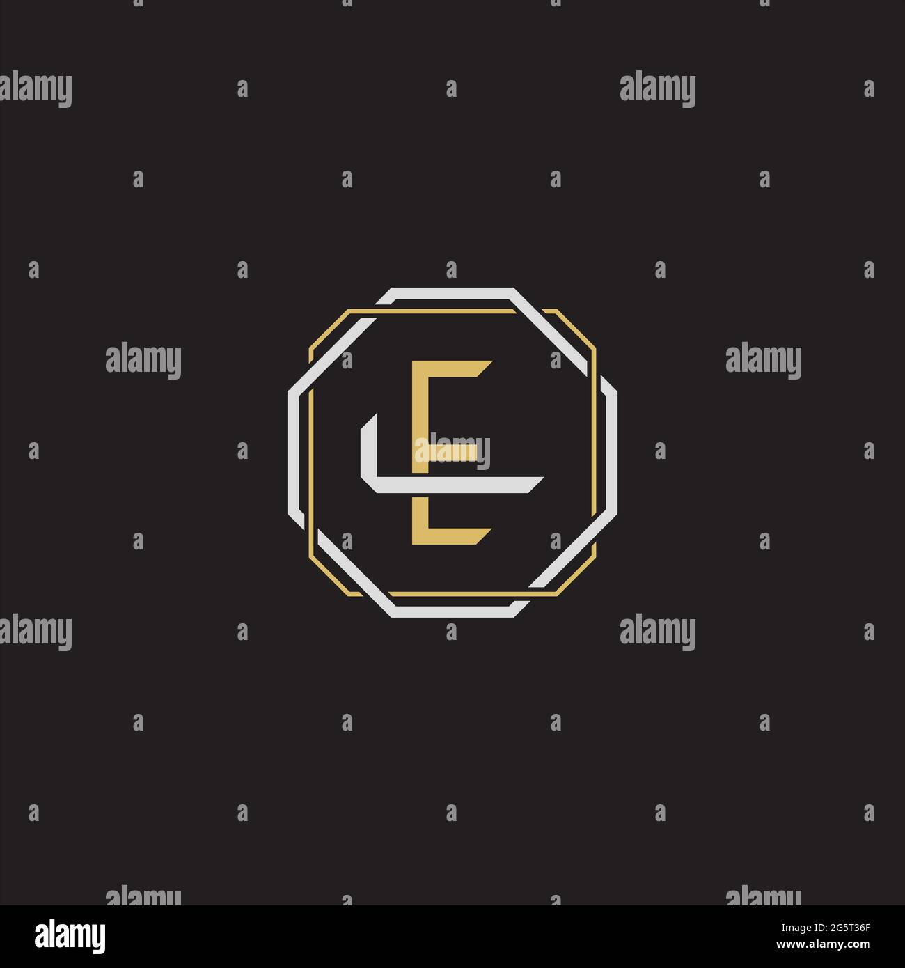 Initial letter overlapping interlock logo monogram line art style isolated on black background template Stock Vector