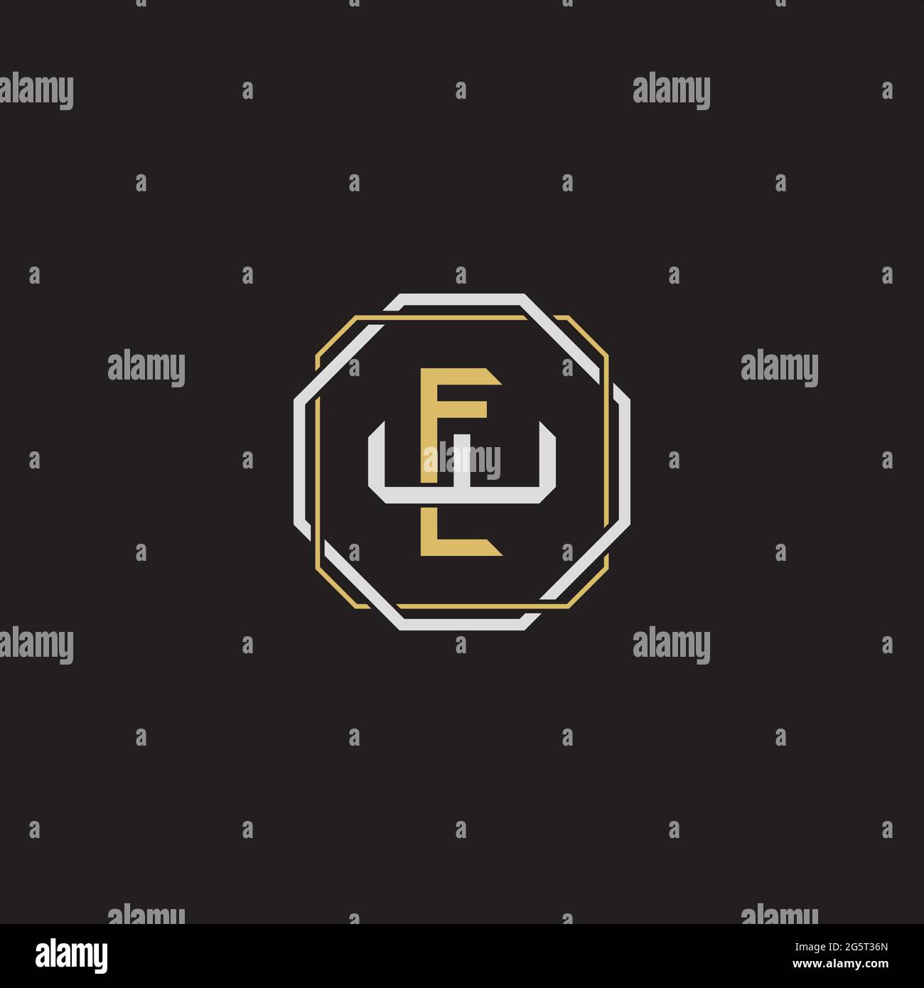 Initial letter overlapping interlock logo monogram line art style isolated on black background template Stock Vector