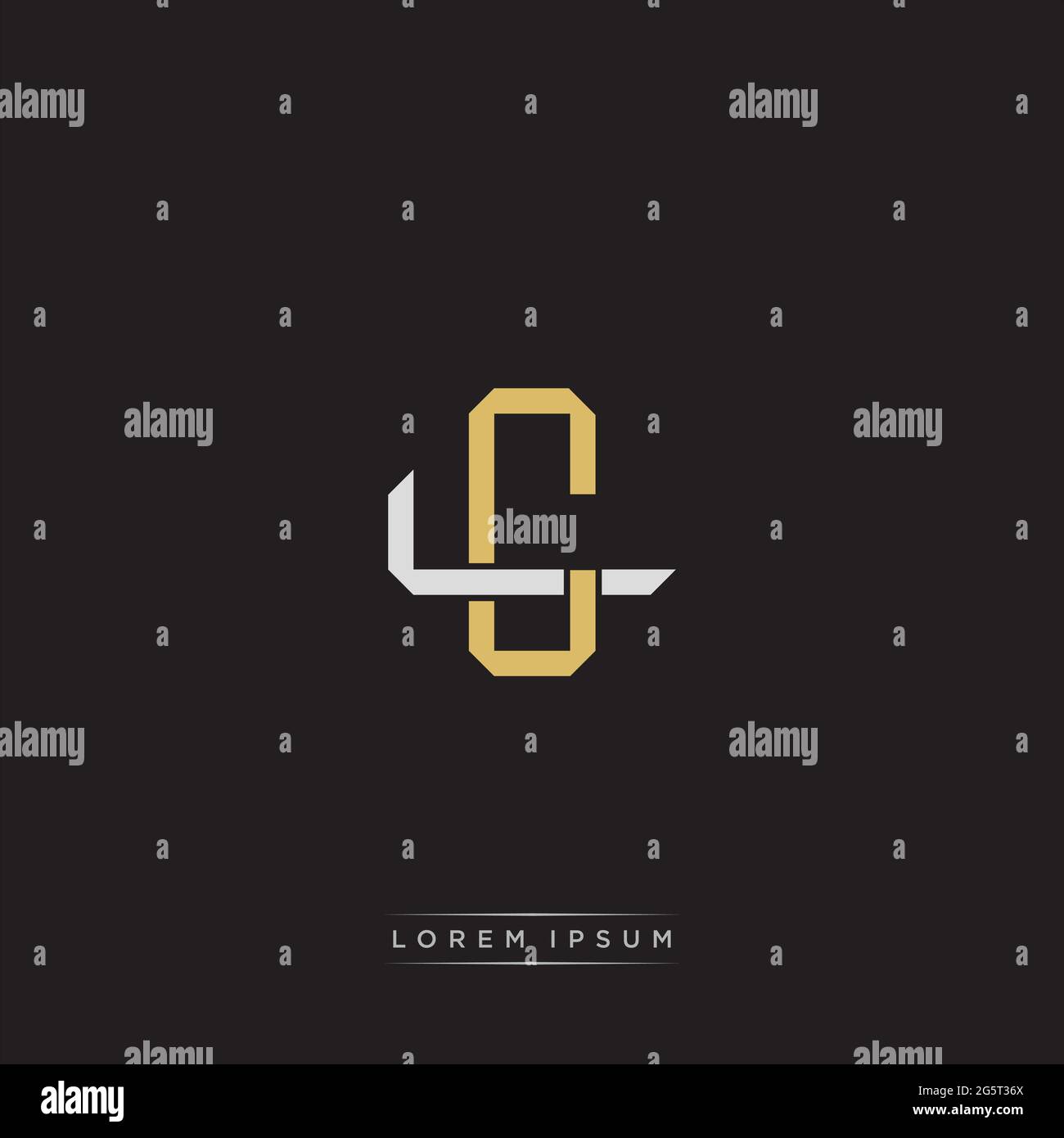 Initial letter overlapping interlock logo monogram line art style isolated on black background template Stock Vector