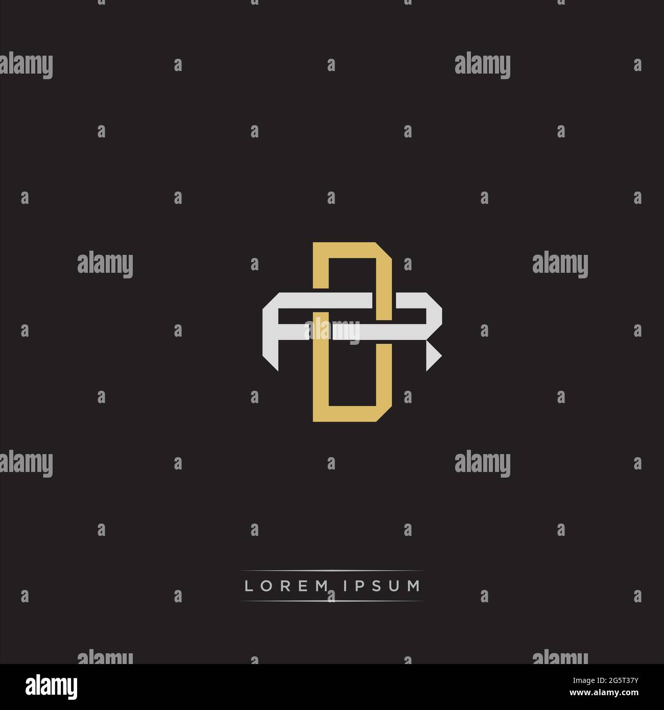 Initial letter overlapping interlock logo monogram line art style isolated on black background template Stock Vector