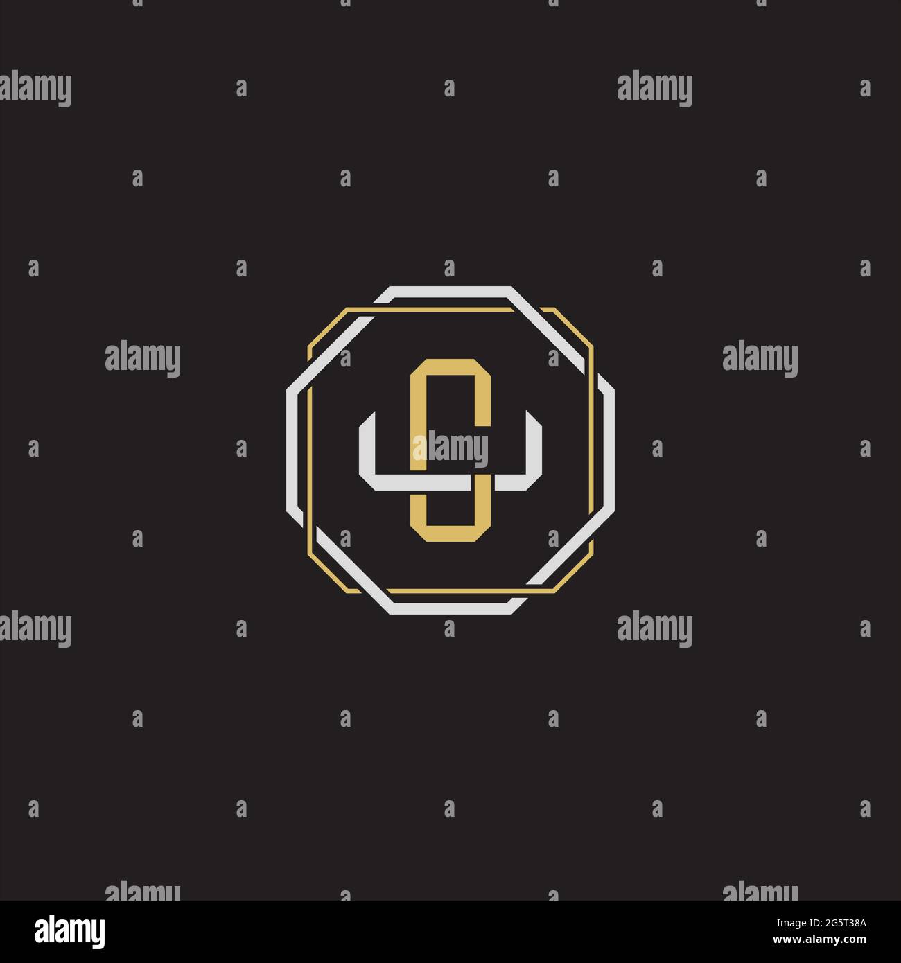 Initial letter overlapping interlock logo monogram line art style isolated on black background template Stock Vector