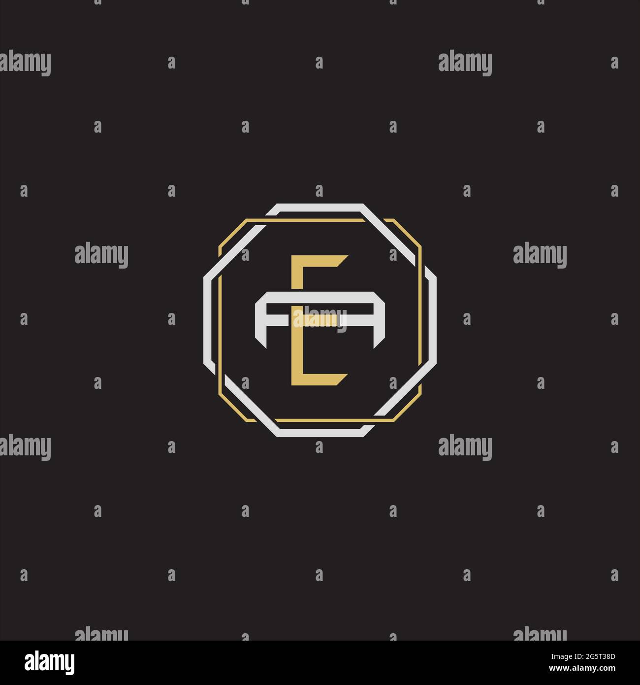 Initial letter overlapping interlock logo monogram line art style isolated on black background template Stock Vector