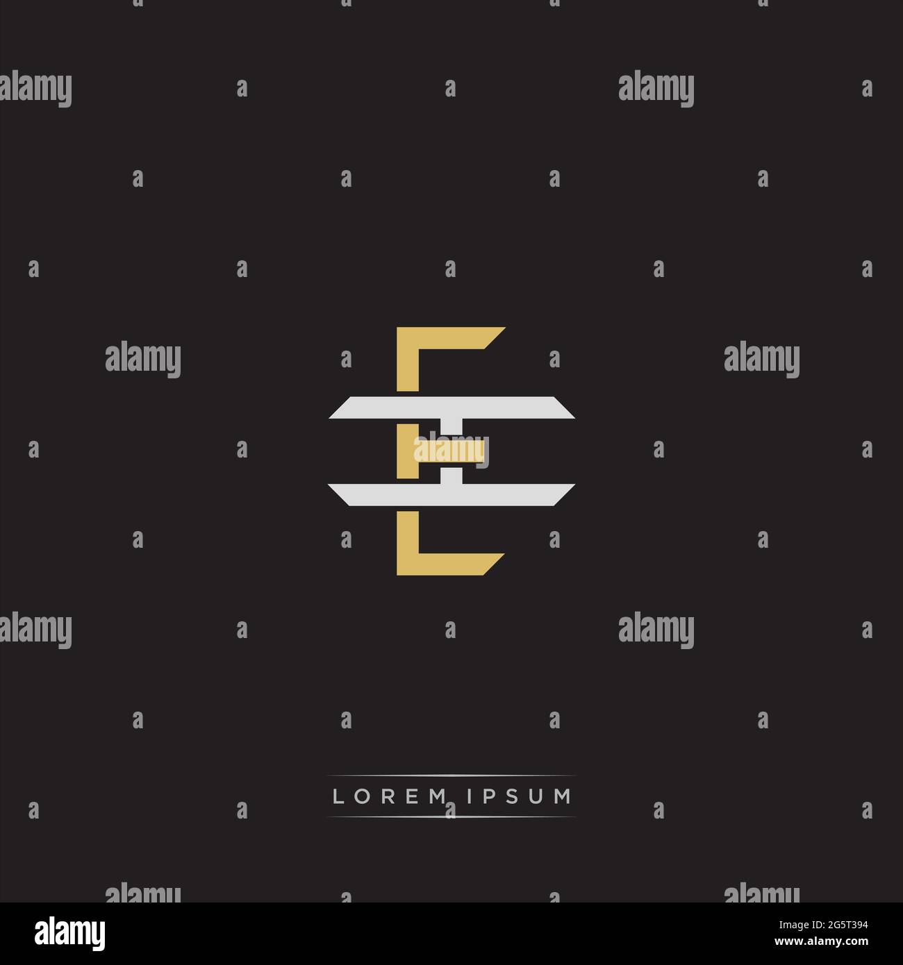 Initial letter overlapping interlock logo monogram line art style isolated on black background template Stock Vector